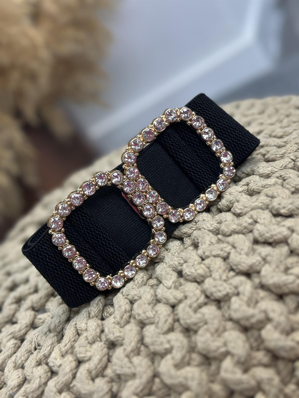 Taşlı Tokalı İthal Likralı Kemer SİYAH