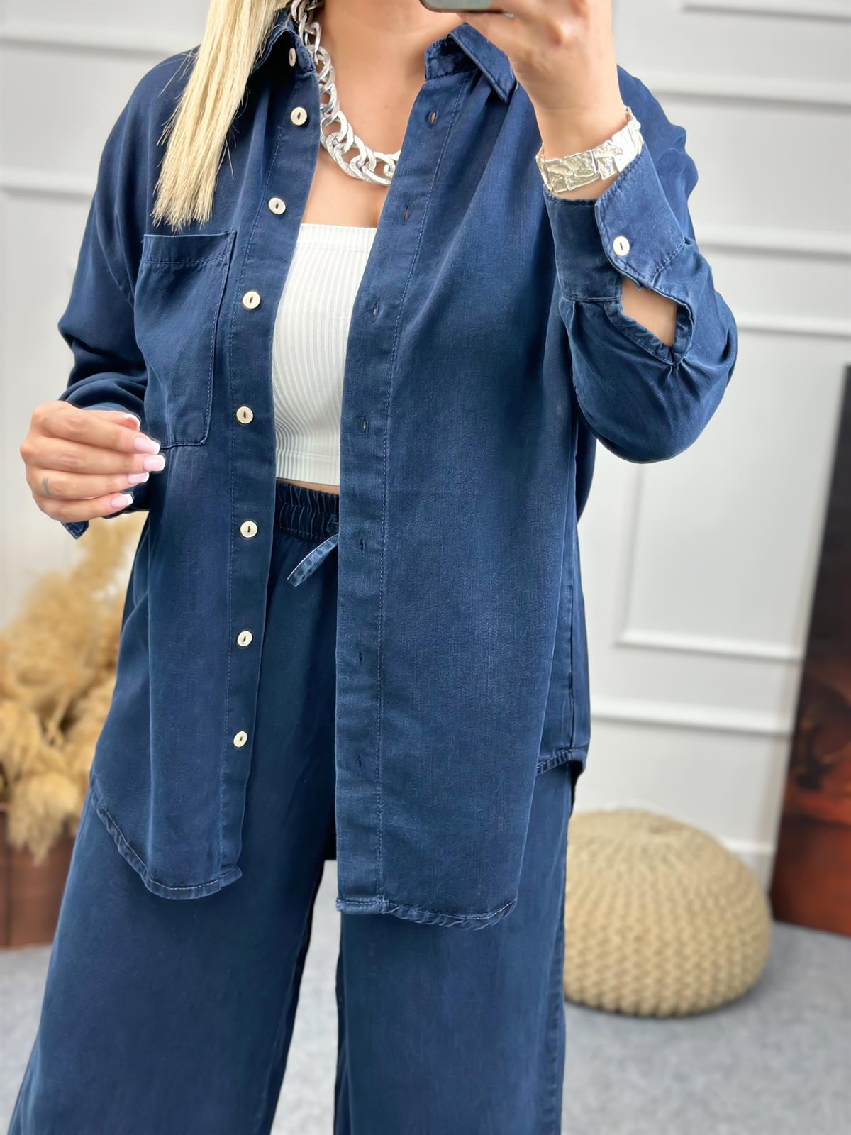 Tensel Denim Takım KOYU MAVİ