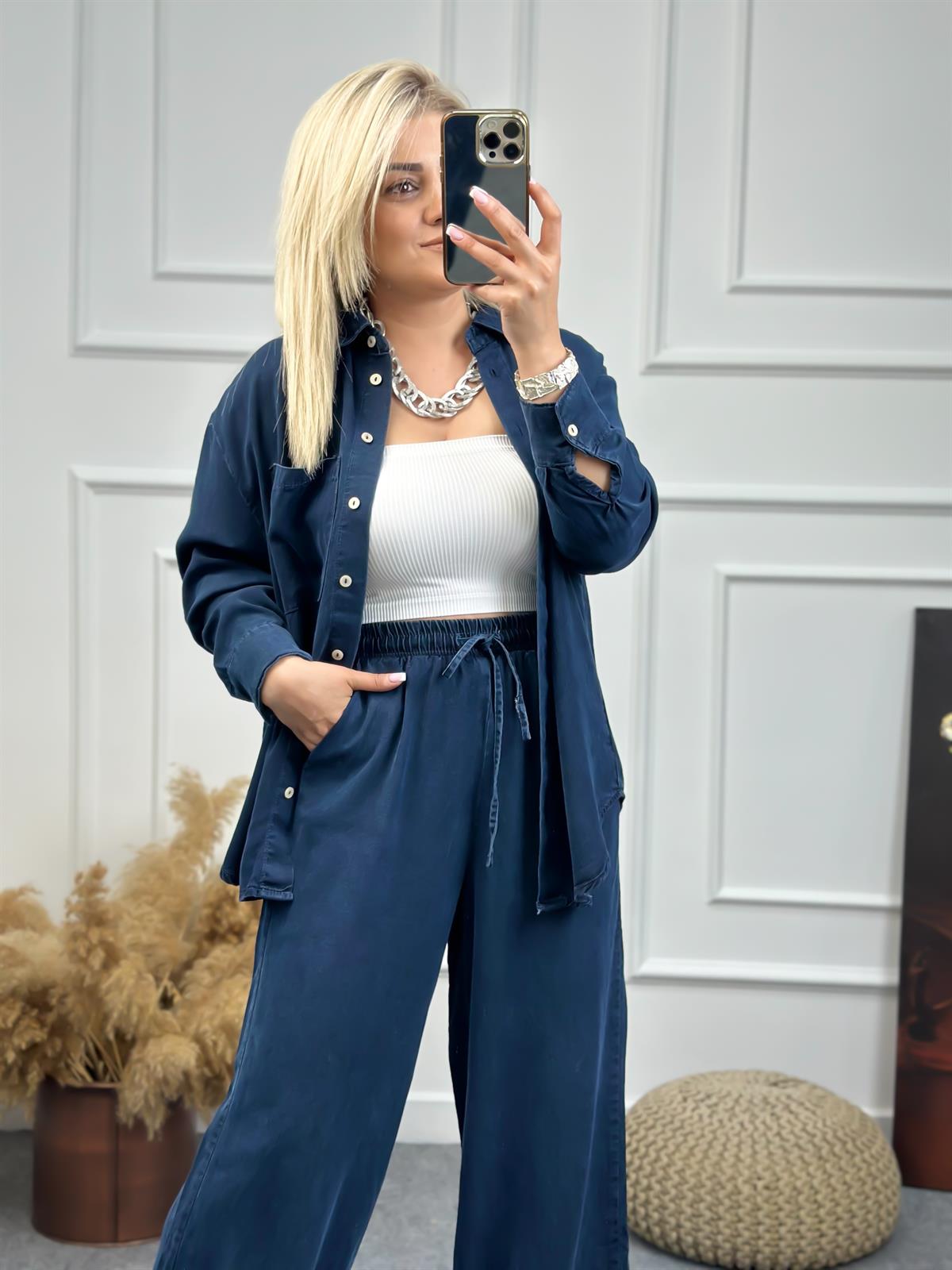 Tensel Denim Takım KOYU MAVİ
