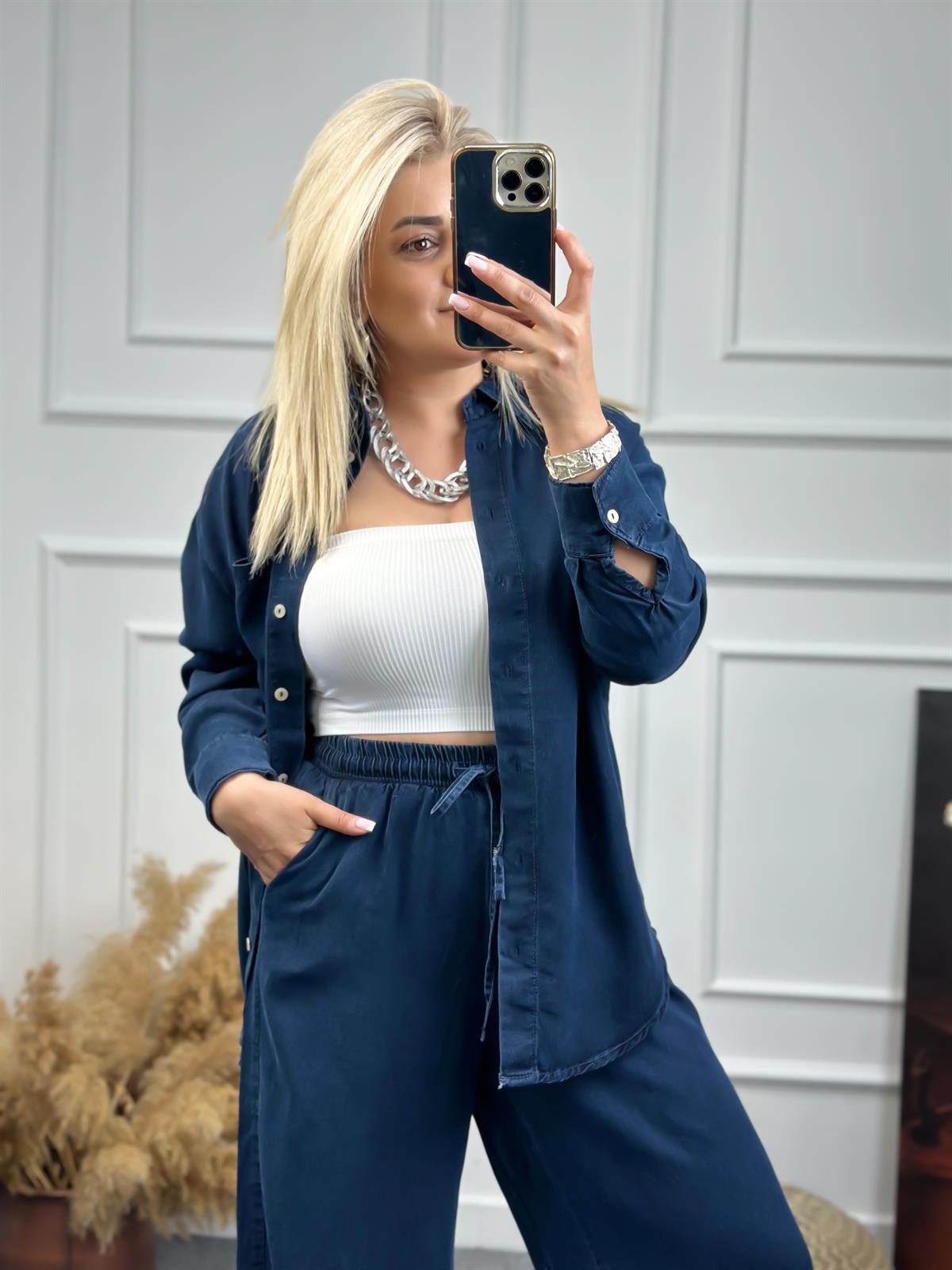 Tensel Denim Takım KOYU MAVİ
