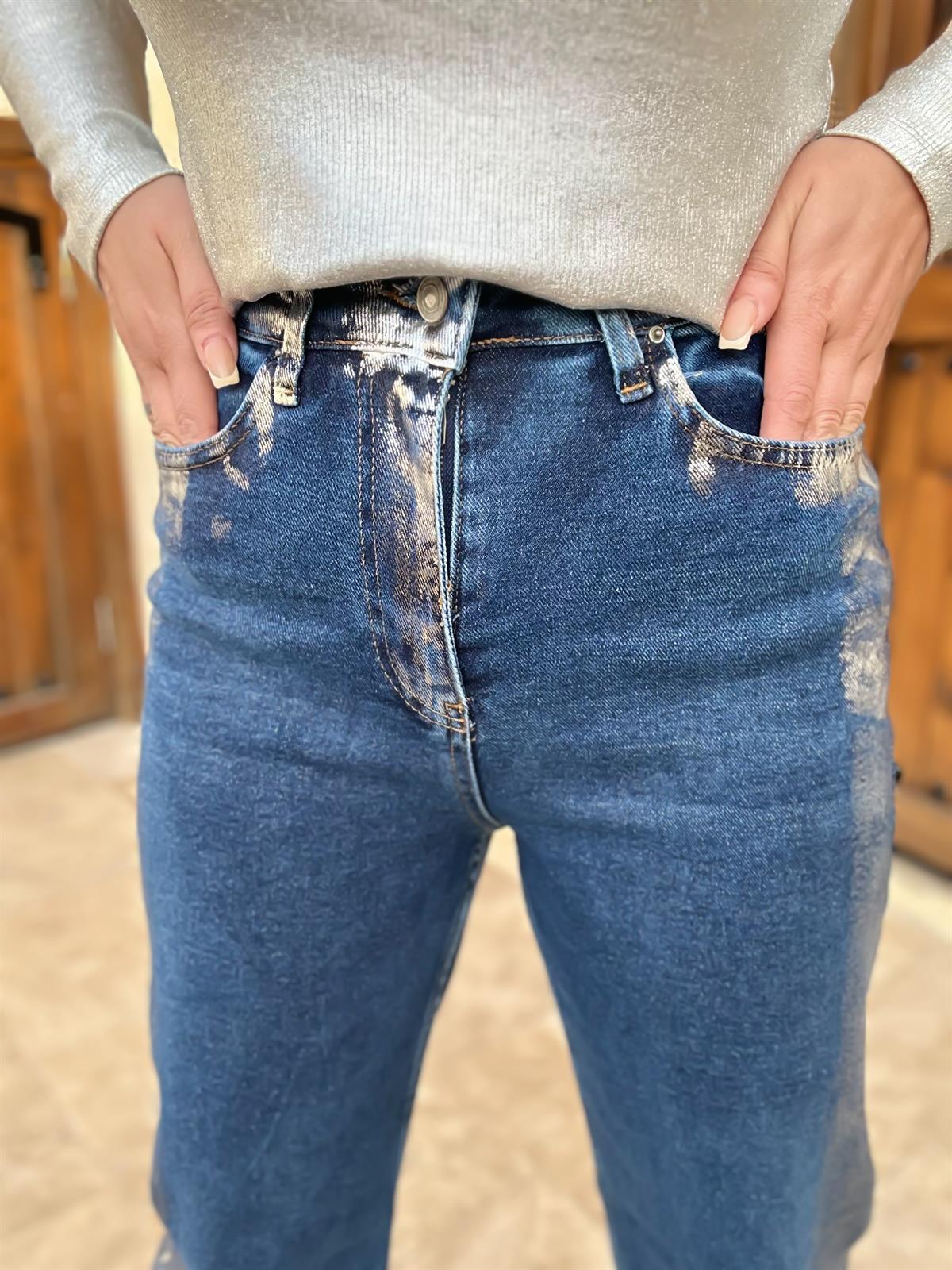 Yanları Geçişli Paça Yırtık Tasarım Palazzo Jean GÜMÜŞ