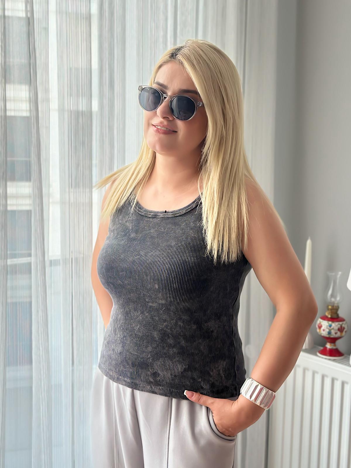 Yıkamalı Atlet SİYAH