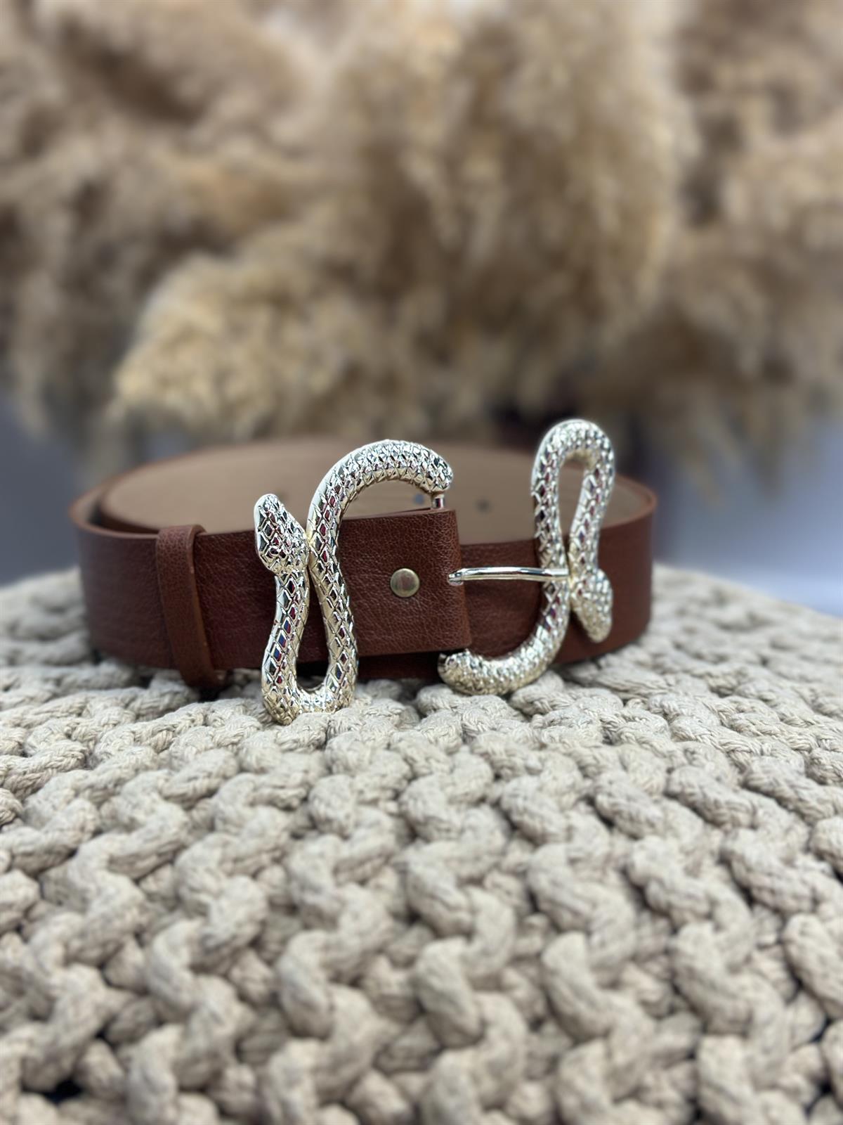 Yılan Tokalı Kemer KAHVE