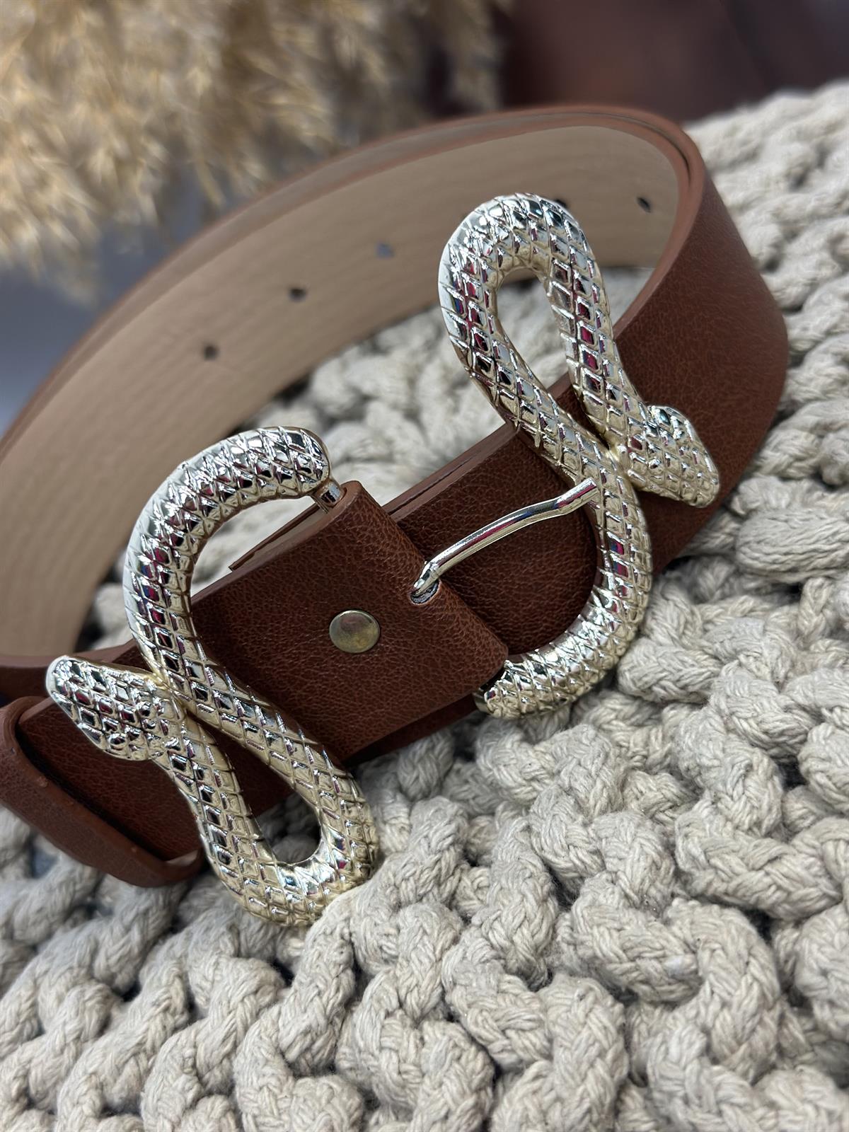 Yılan Tokalı Kemer KAHVE