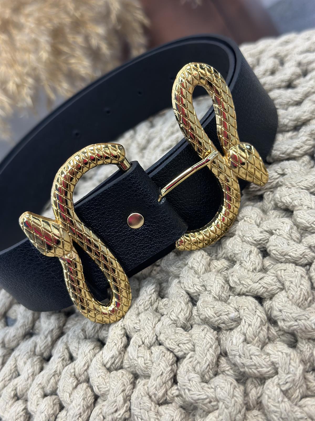 Yılan Tokalı Kemer SİYAH