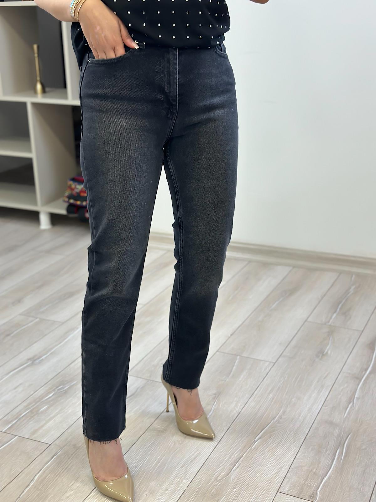 Yüksek Bel Likralı Toparlayıcı Paçası Kesik Fit Mom Jean FÜME