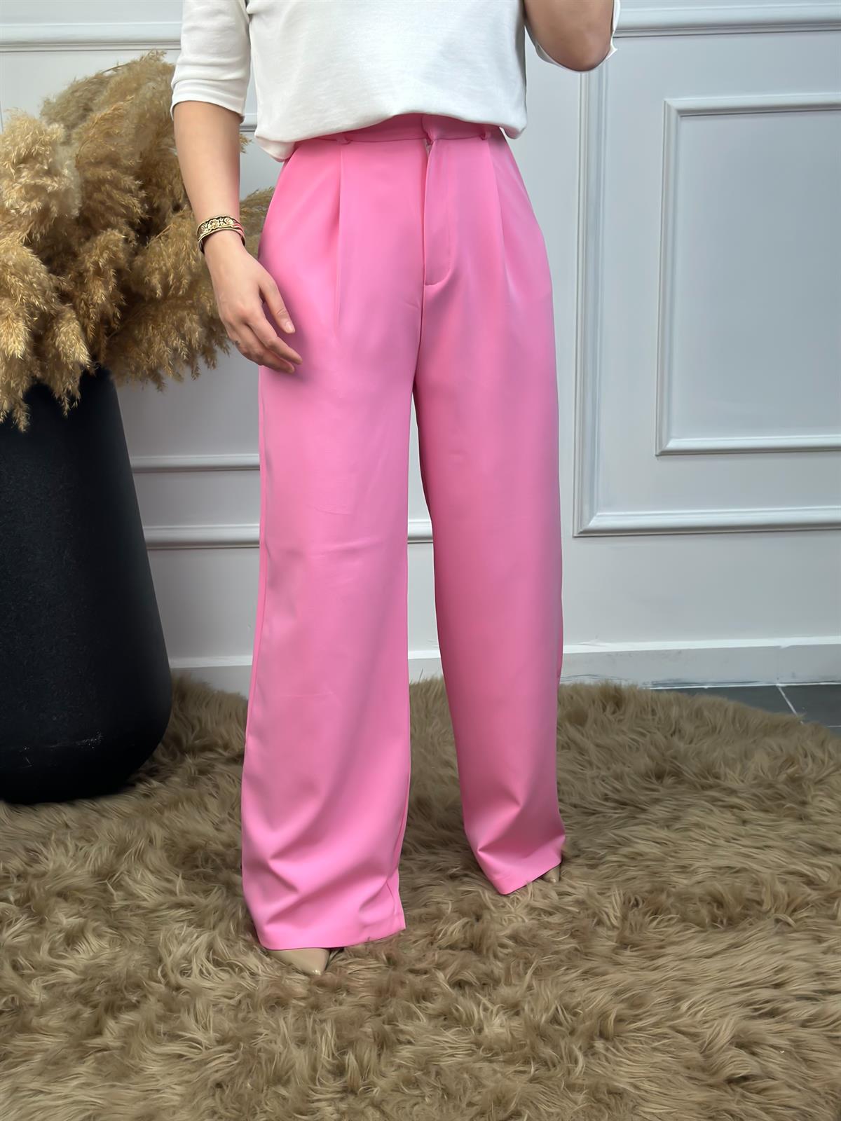 Yüksek Bel Palazo Cepli Pantolon PUDRA PEMBE