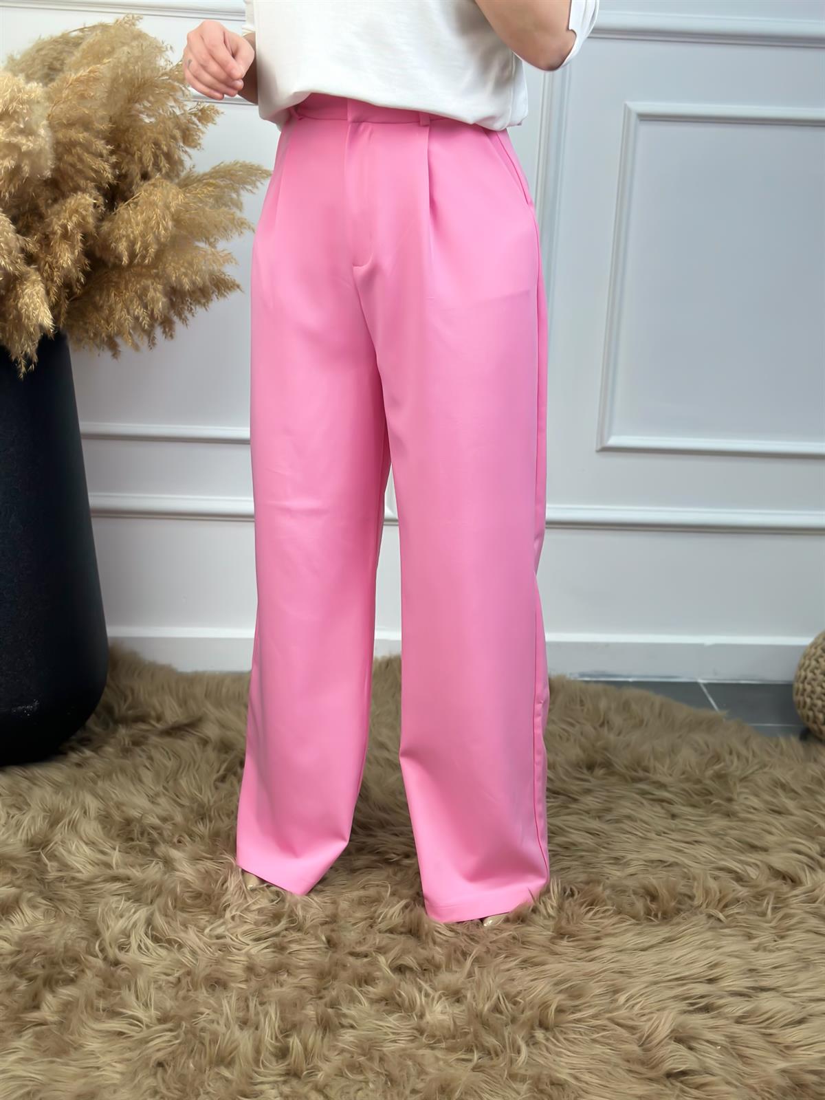 Yüksek Bel Palazo Cepli Pantolon PUDRA PEMBE