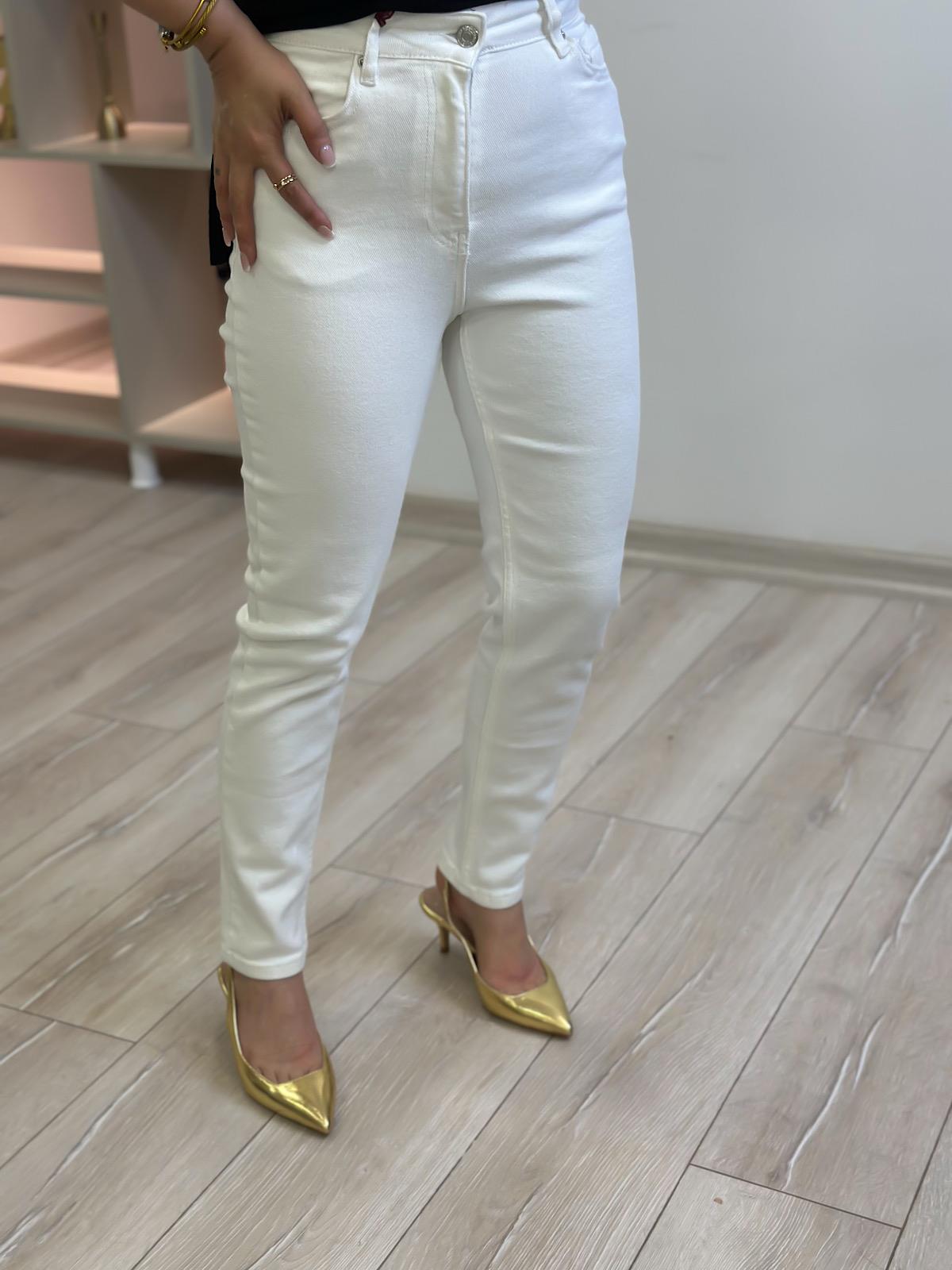 Yüksek Bel Slim Fit Jean BEYAZ