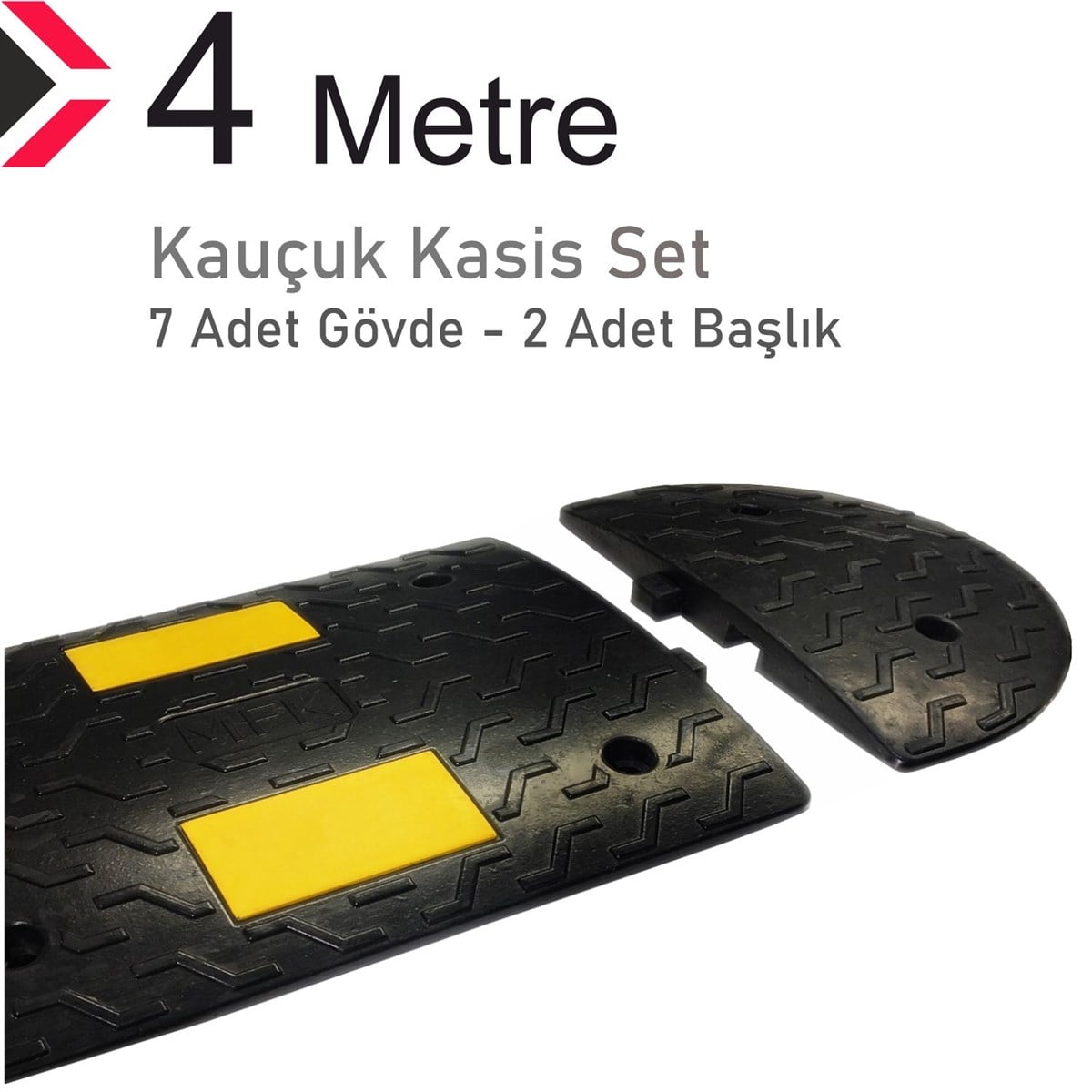 Kauçuk Hız Kesici, Yol Kasisi 50 x 40 x 4,5cm - EKO 2 Bantlı - 4 Metre
