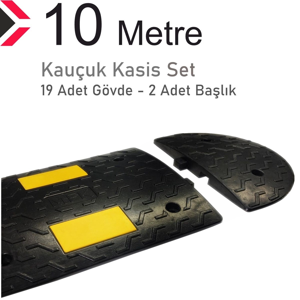 Kauçuk Hız Kesici, Yol Kasisi 50 x 40 x 4,5cm - EKO 2 Bantlı - 10 Metre