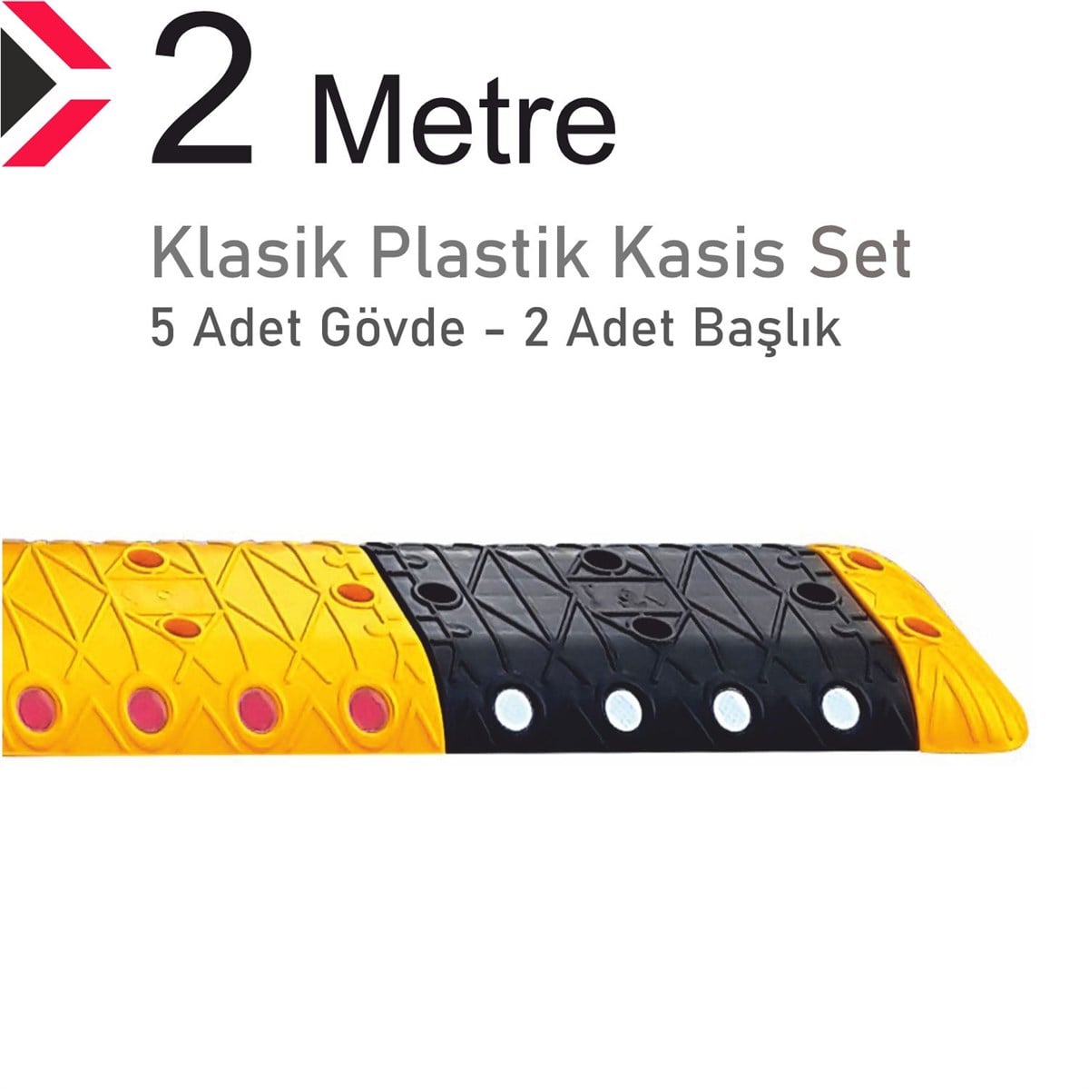 Klasik Hız Kesici Set Kapaklı Plastik, Yol Kasisi 2 metre