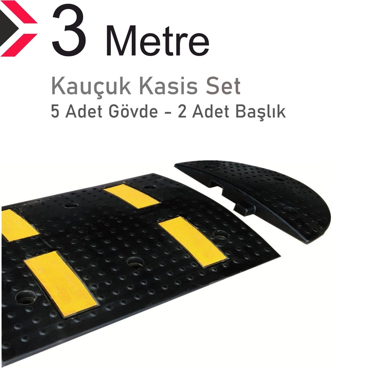 Kauçuk Hız Kesici Set Kapaklı, Yol Kasisi 3 metre