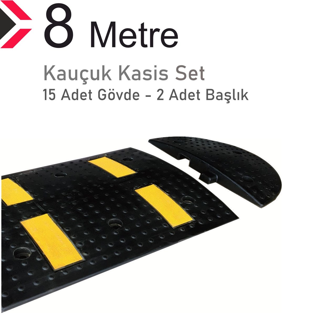 Kauçuk Hız Kesici Set Kapaklı, Yol Kasisi 8 metre