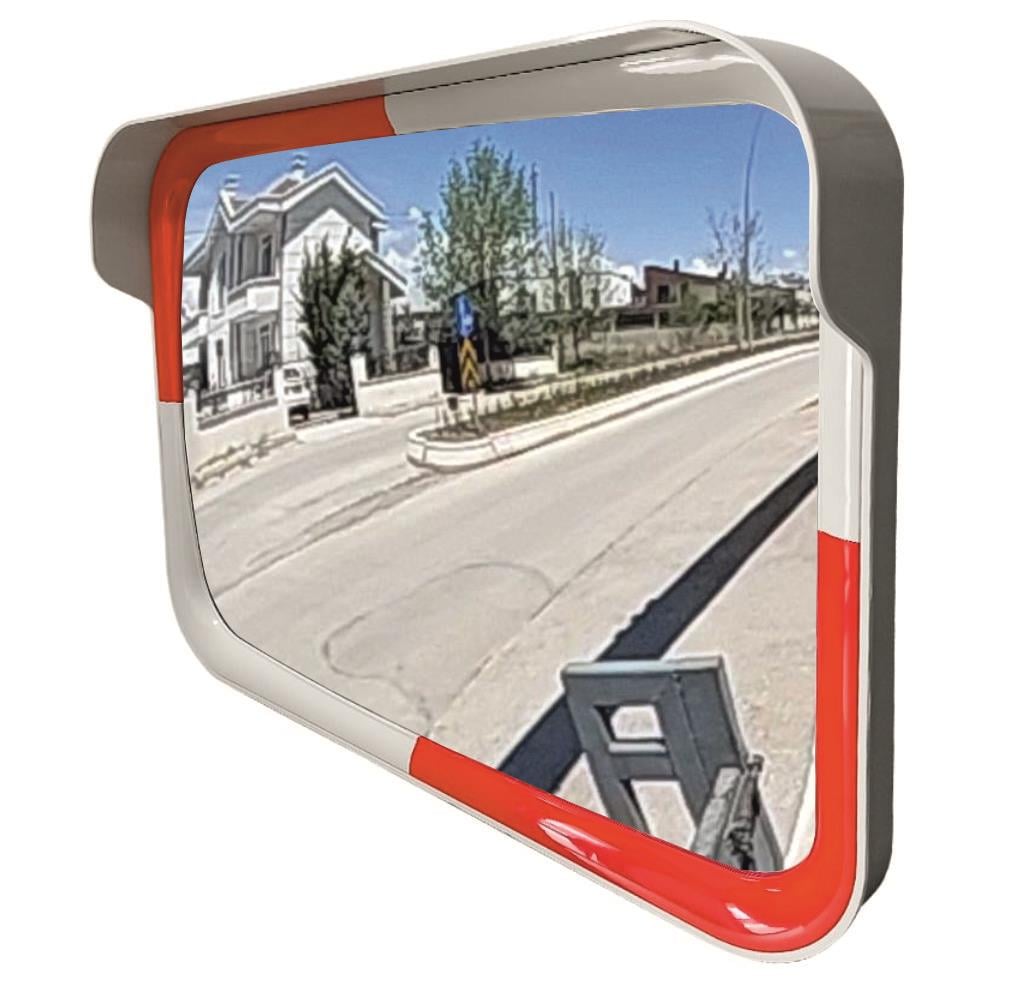 Trafik Güvenlik Aynası 60x80 cm Beyaz-Kırmızı, Tümsek Ayna, Otopark Aynası