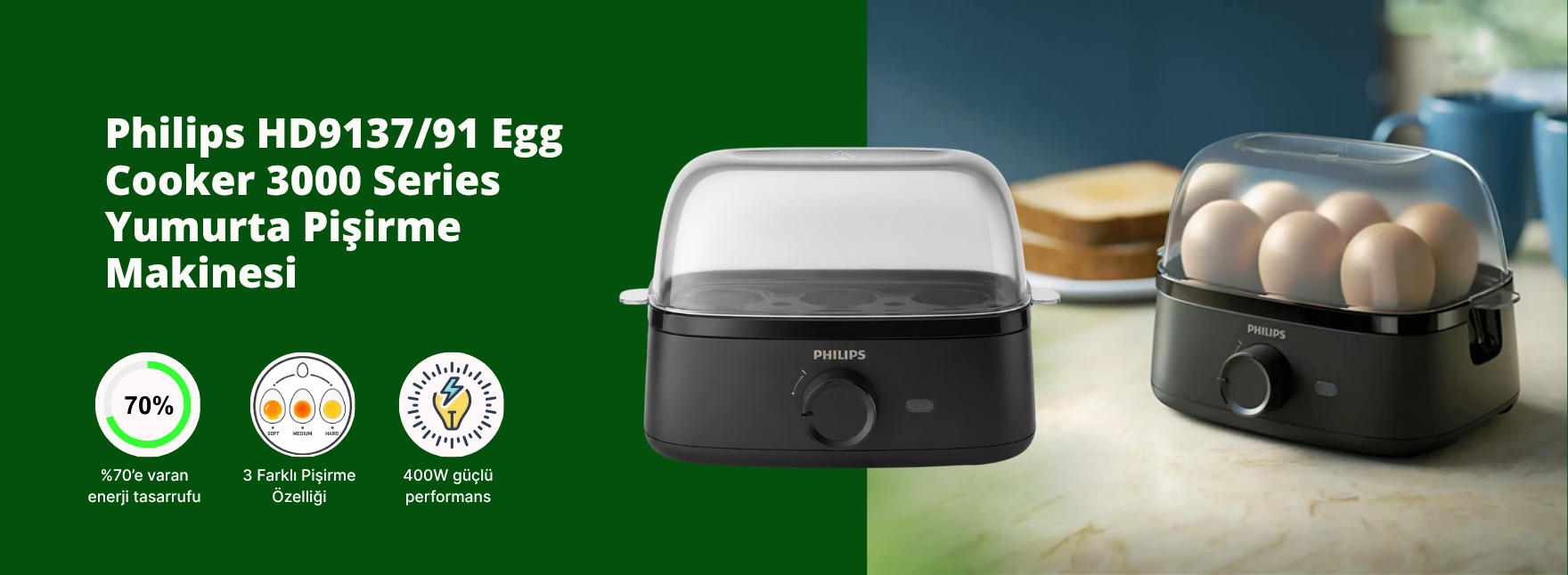 Philips HD9137/91 Egg Cooker 3000 Series Yumurta Pişirme Makinesi
