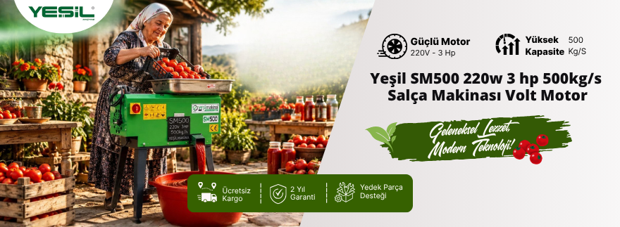 Yeşil SM500 220w 3 hp 500kg/s Salça Makinası