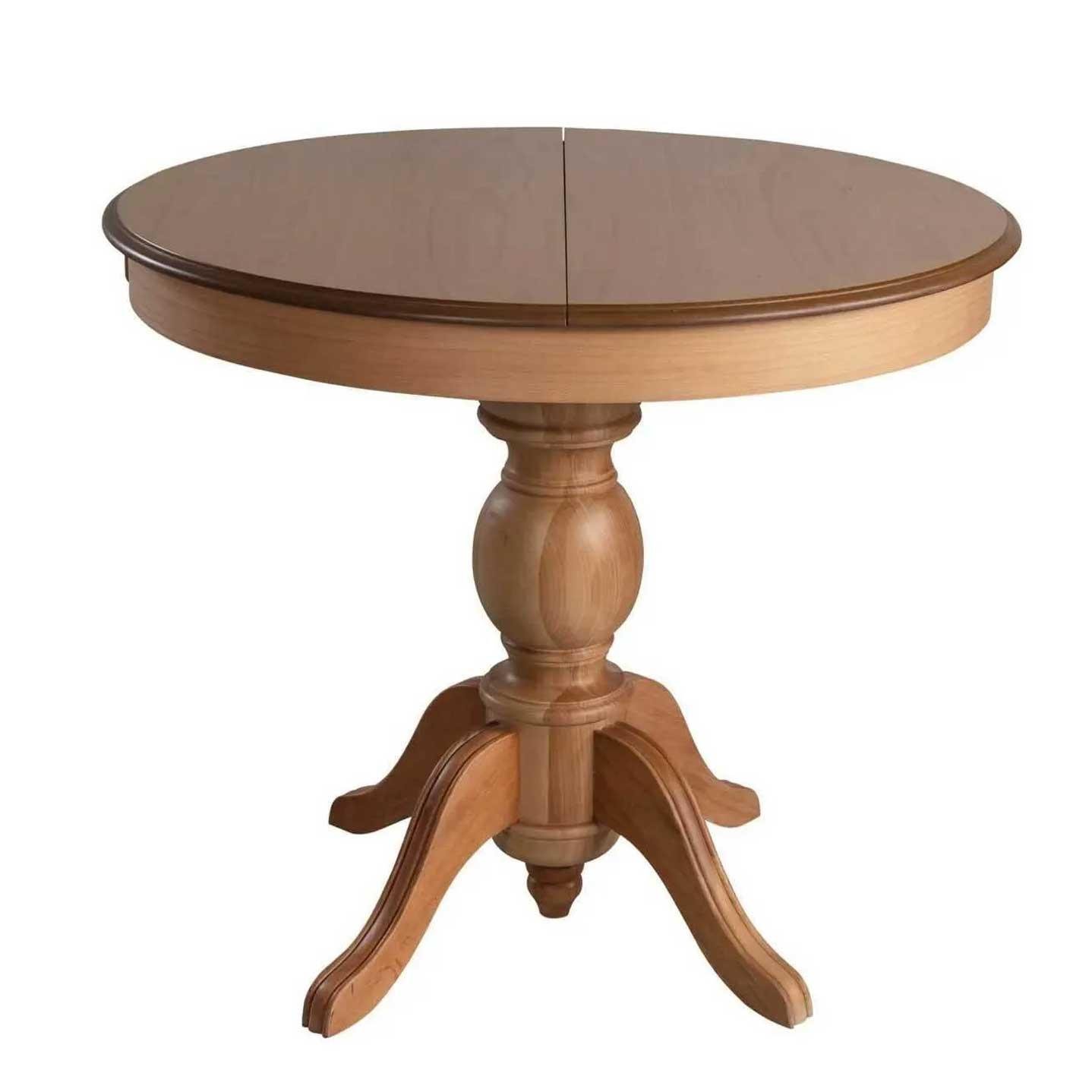 Reyo 120cm Açılır Yuvarlak Yemek Masası Baba Ayak Masa Natural Cilalı (Sandalyeler Dahil Değildir)