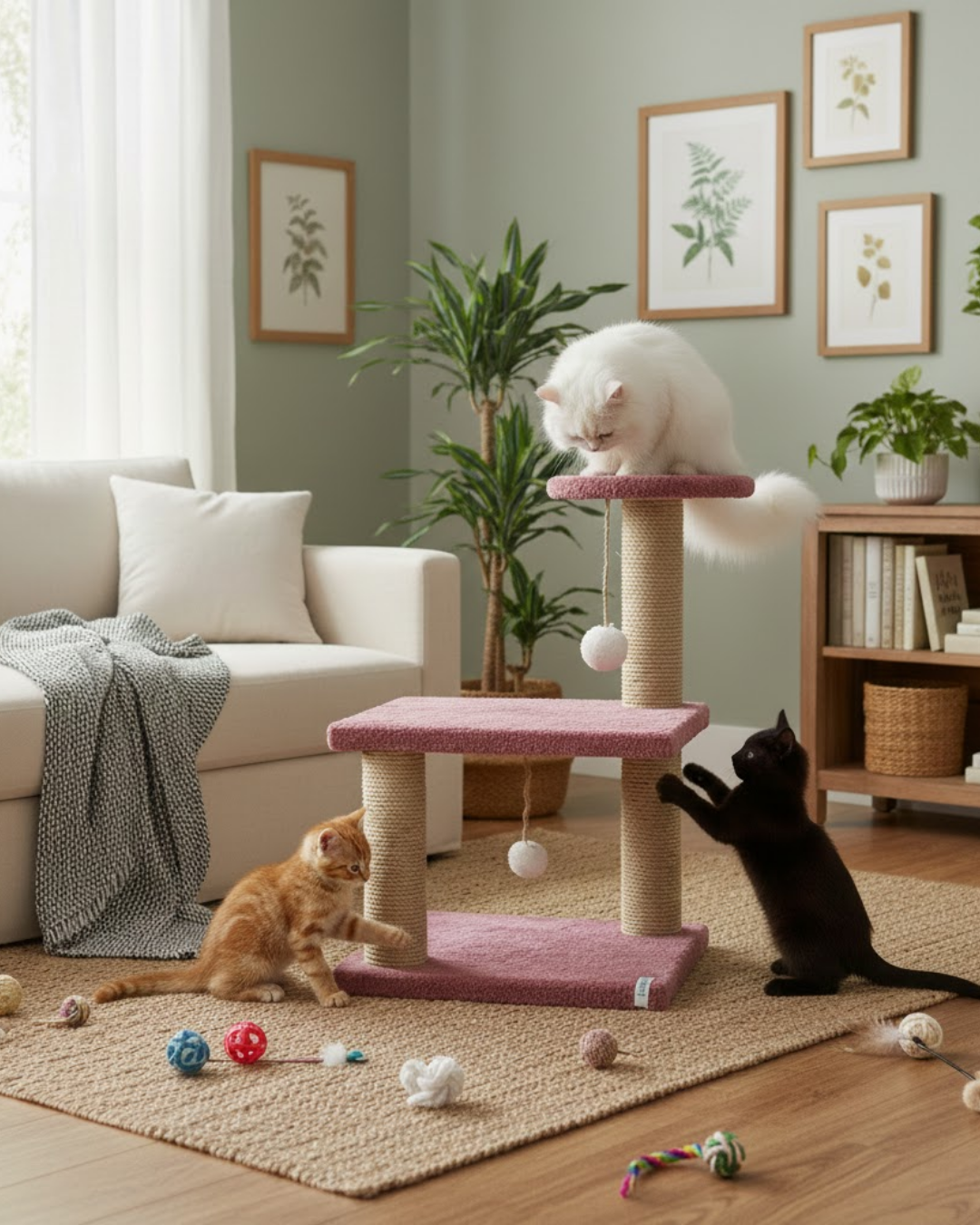 Reyo Pet Katlı Yavru Kedi Tırmalama Tahtası Gül Kurusu