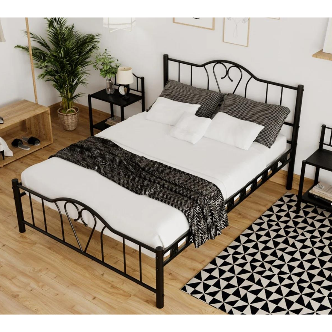 Reyo Orkide Çift Kişilik Ferforje   Siyah Metal Karyola 180x200