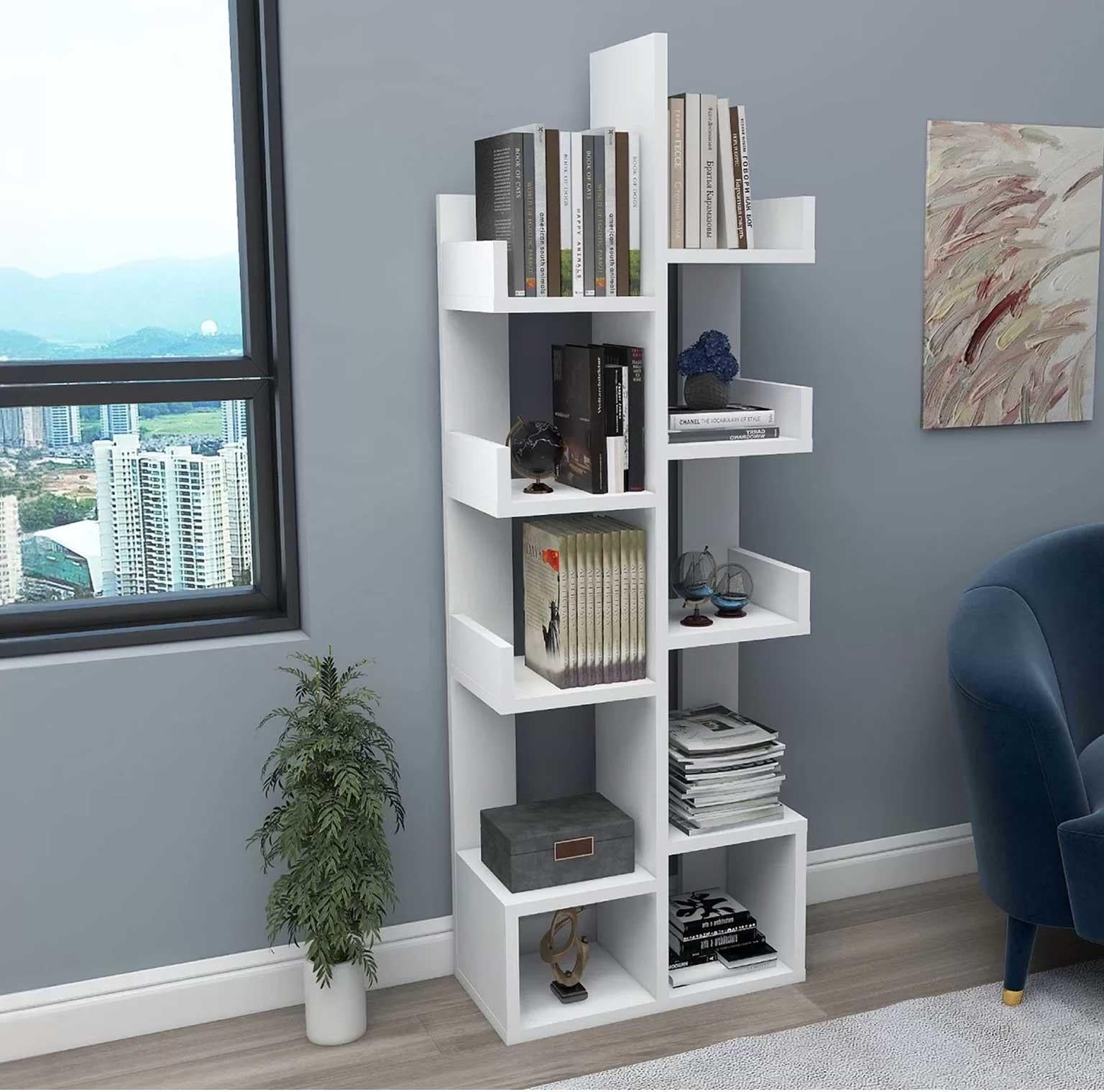 Enda Home Pamfilya 10 Bölmeli/Raflı Kitaplık Beyaz