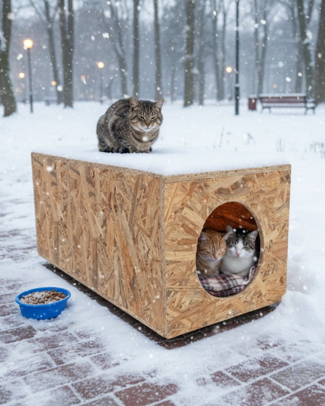 Melada Kedi Evi Dış Ortam Uygun Ahşap Kedi Evi OSB 60x40x40 cm MLD0CAT44