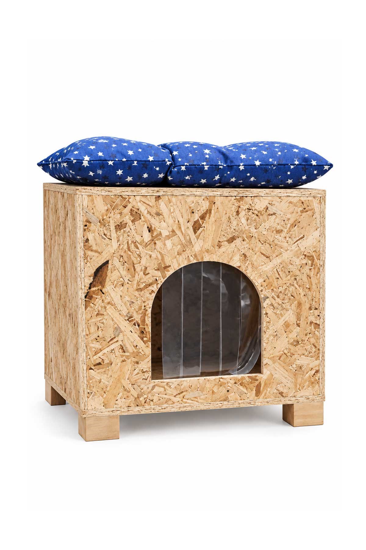 Reyo Minderli Kedi Evi Yağmur ve Rüzgara Dayanıklı Kedi Barınağı, Kedi Yuvası OSB 40x37x34 cm CAT47M