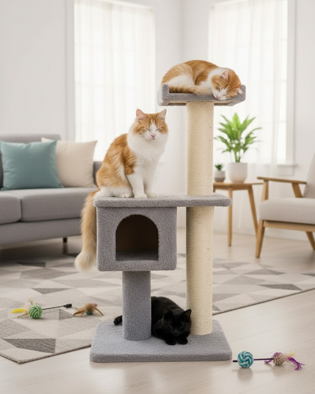 Reyo Pet Kulubeli Stepli Kedi Tırmalaması Gri