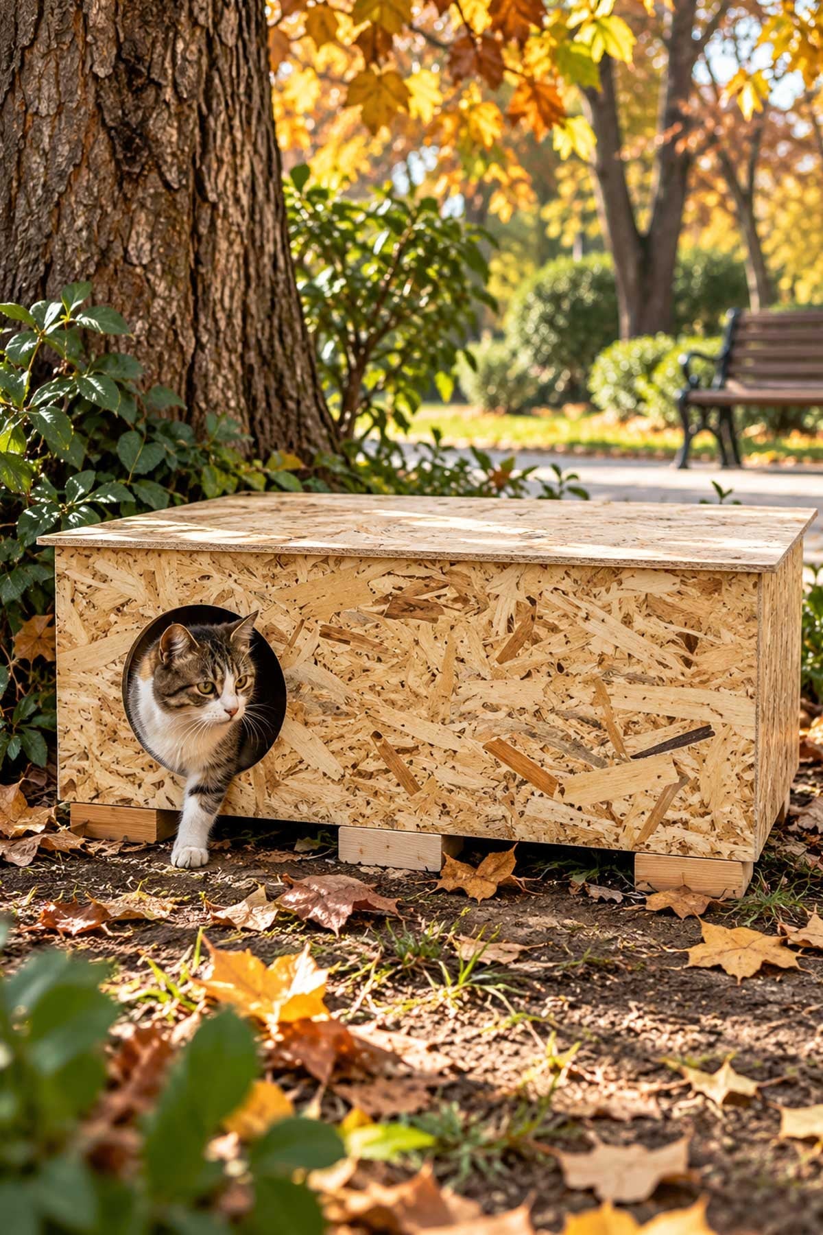 Melada Kedi Evi Dış Ortam Uygun Ahşap Kedi Evi OSB 100x50x40 cm MLD0CAT22