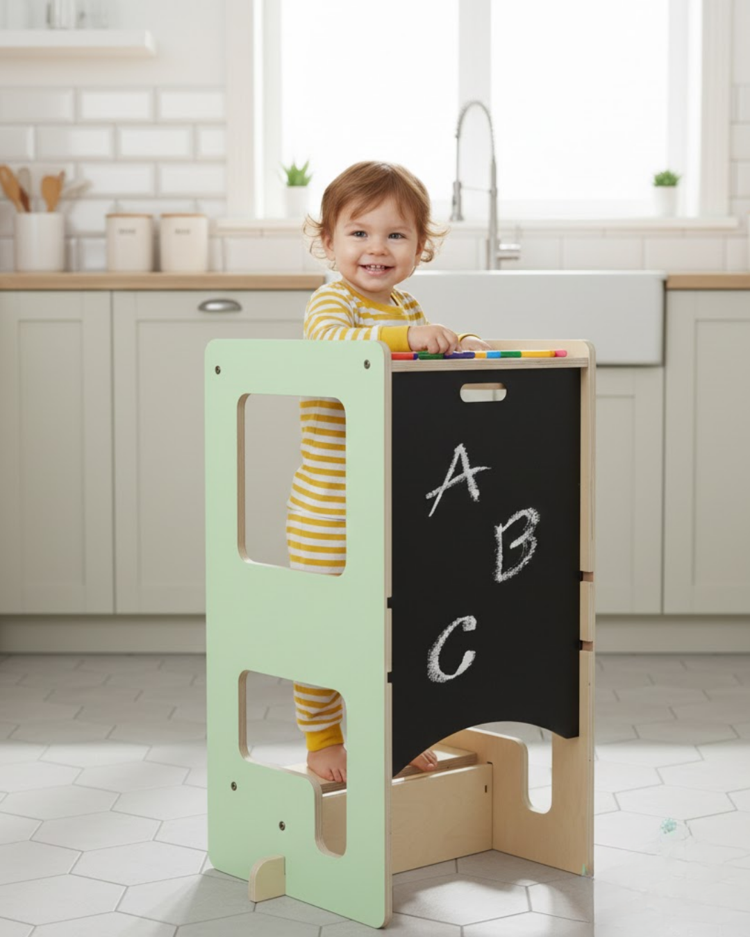 Mamatoyz Flip Mint 3'ü 1 Arada Öğrenme Kulesi & Aktivite Masası & Yazı Tahtası