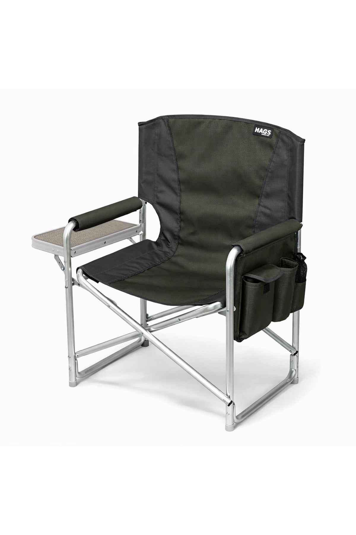 Haegs Alüminyum Kamp Sandalyesi, Hafif Taşınabilir Katlanır Yönetmen Sandalyesi, Yan Sehpa ve Çıkarılabilir Yan Cep ile Açık Hava Kampı, Çim, Piknik, Bahçe, Teras, Balkon - Yeşil