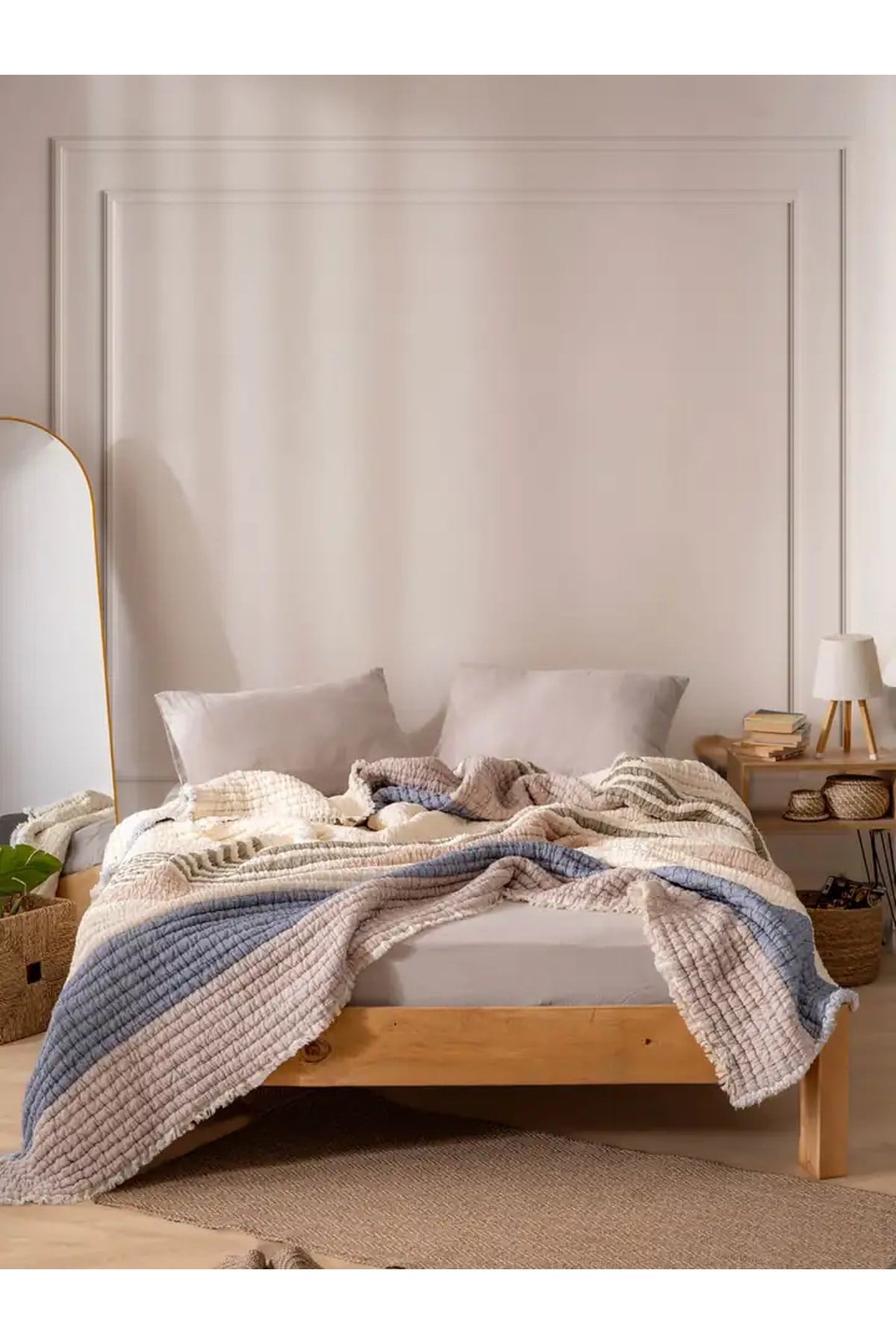 Mylasa Home Premium Uyku Seti, Çift Kişilik (Müslin Yorgan + Çarşaf + 2 Yastık Kılıfı)