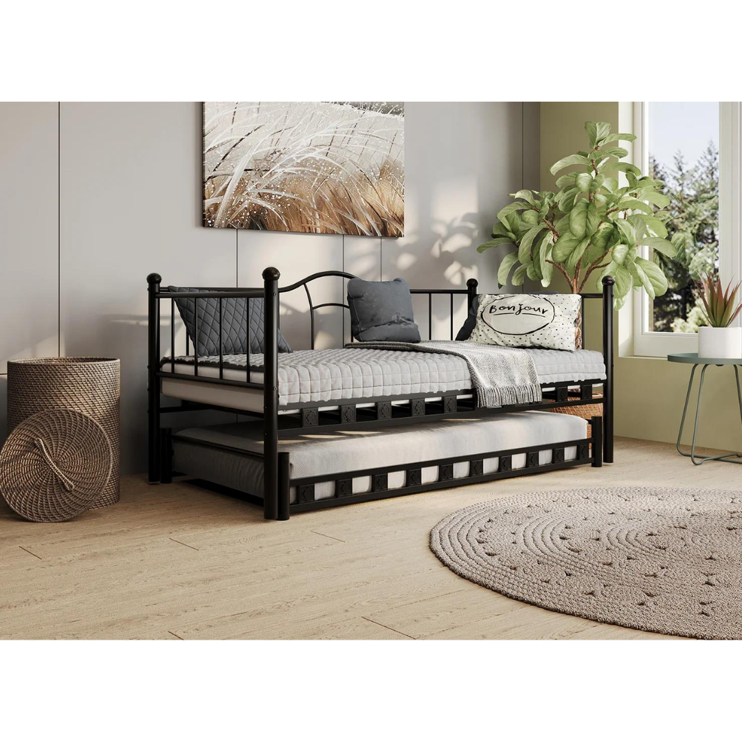 Argimo Kamelya Yavrulu Daybed Sedir Karyola Siyah 90X190