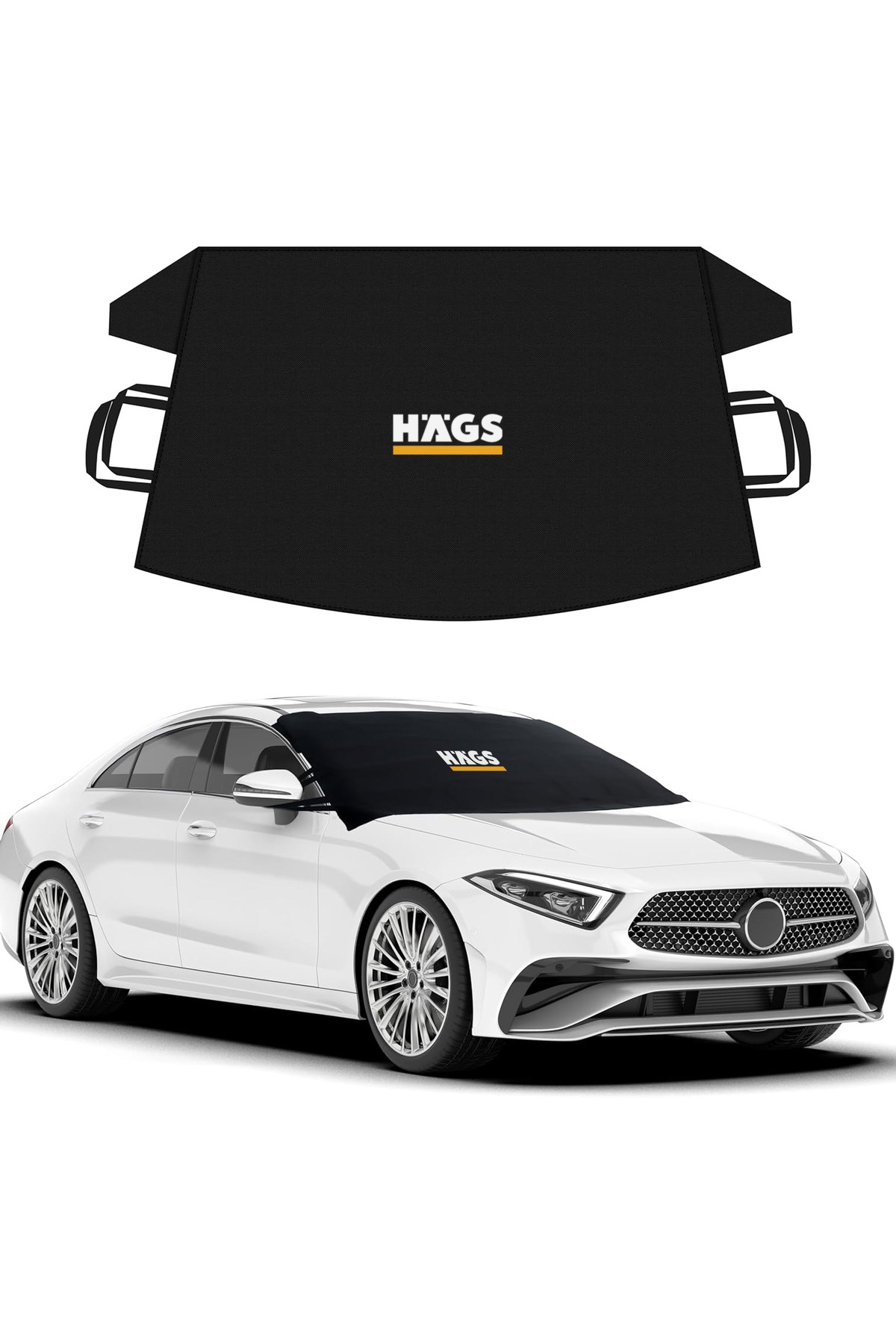 Haegs Buz ve Kar Önleyici Araç Ön Cam Örtüsü Brandası | Ağır Hizmet Tipi 600D Oxford Kumaş | Arabalar, SUV`lar, Kamyonetler İçin Oto Ön Cam Koruyucu Güneşlik | Don Örtüsü (175x106cm) STD - Siyah