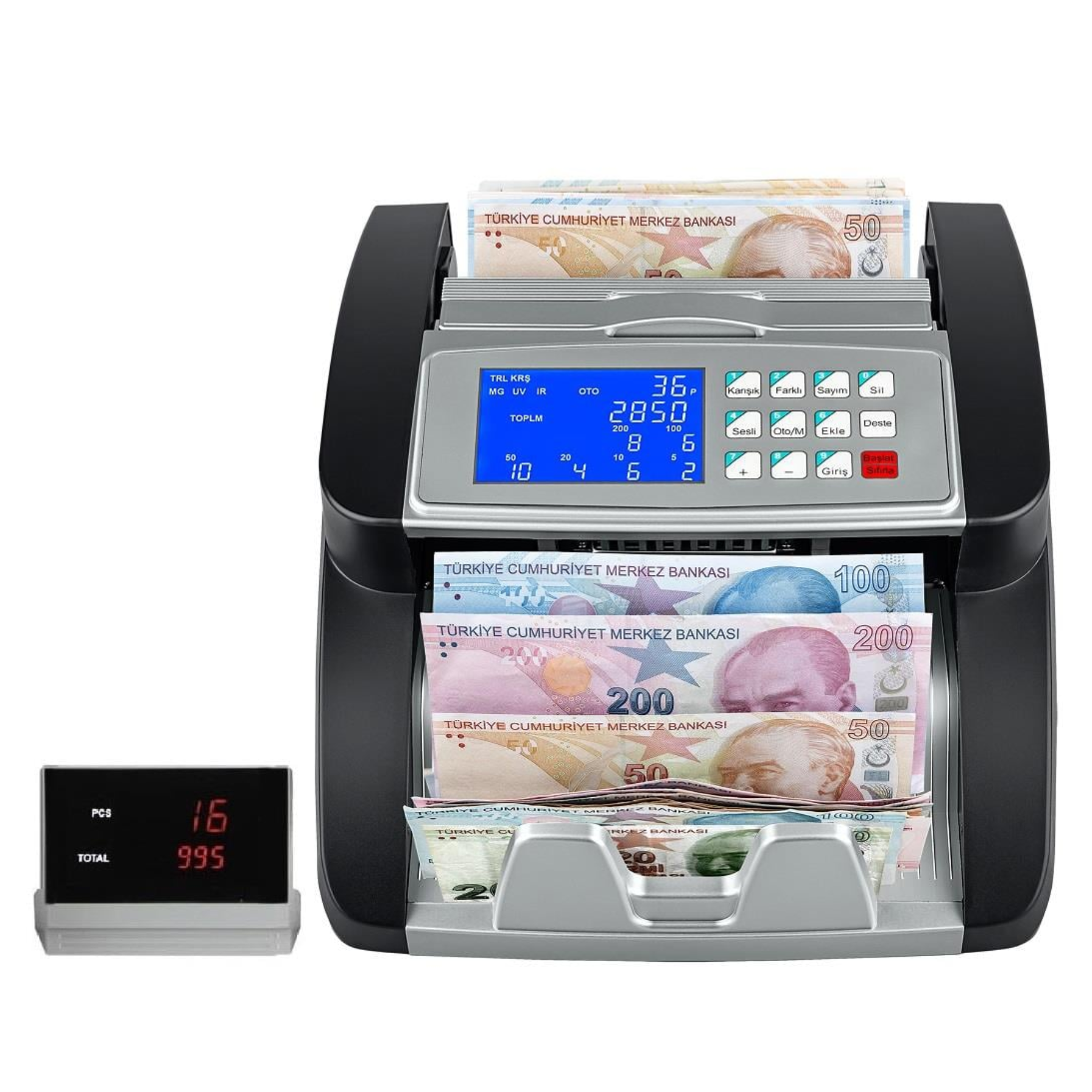 Baove GB7100B Karışık Para Sayma Makinesi ve Sahte Yakalama –TL-Euro-Usd - Türkçe Sesli Uyarı