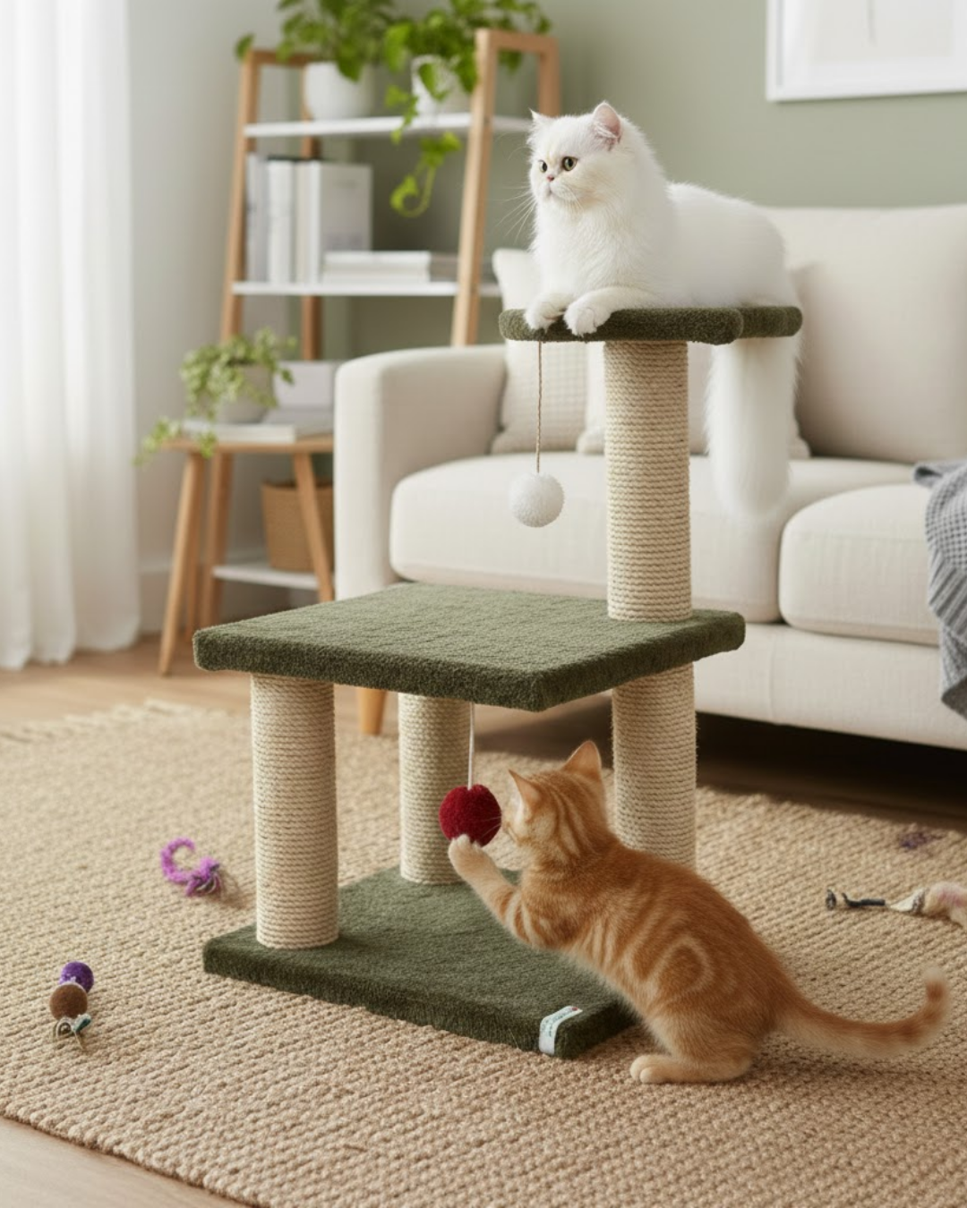 Reyo Pet Katlı Yavru Kedi Tırmalama Tahtası Haki Yeşil