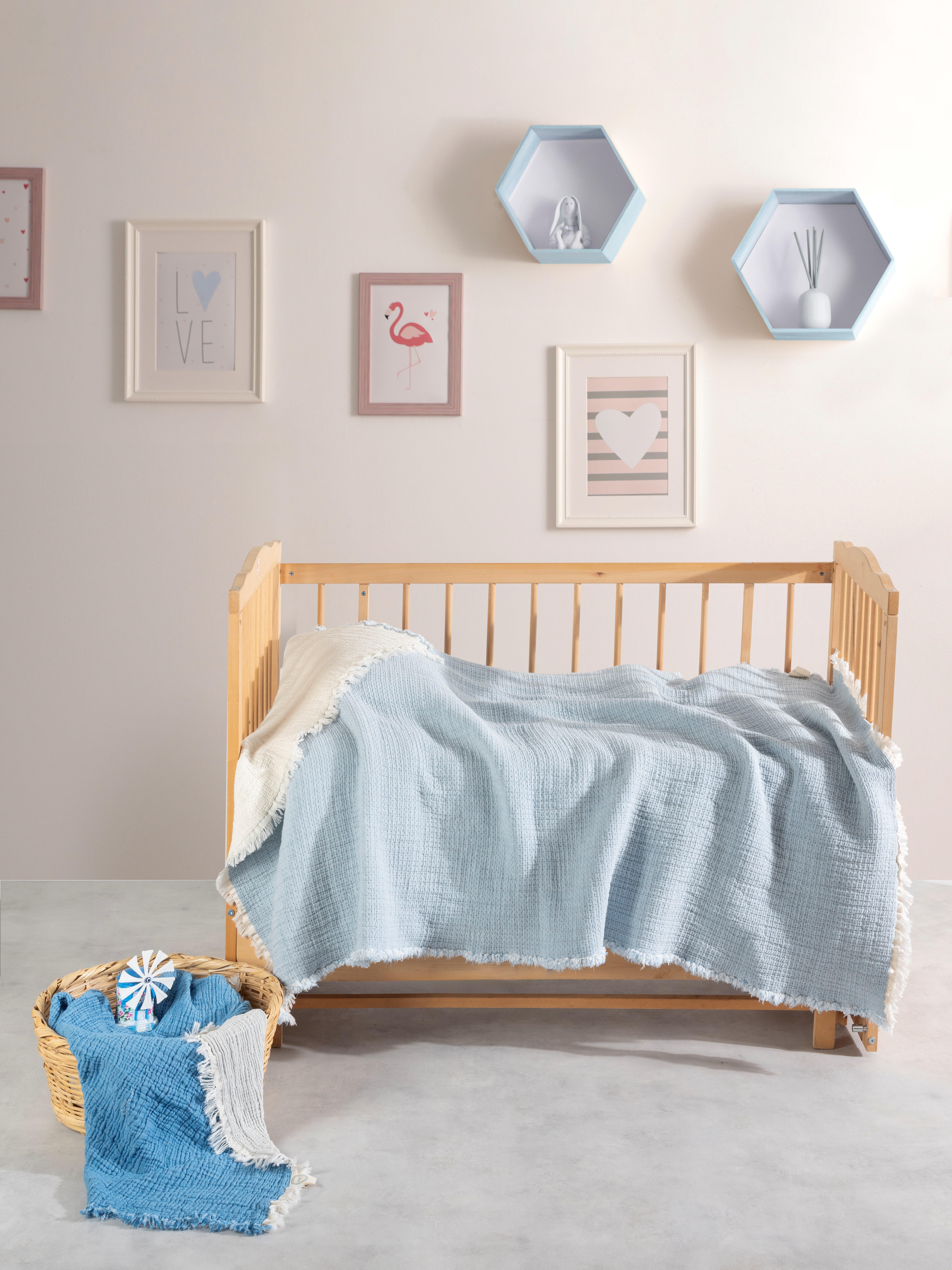 Mylasa Home Müslin Bebek Yorganı 100x150cm Mavi