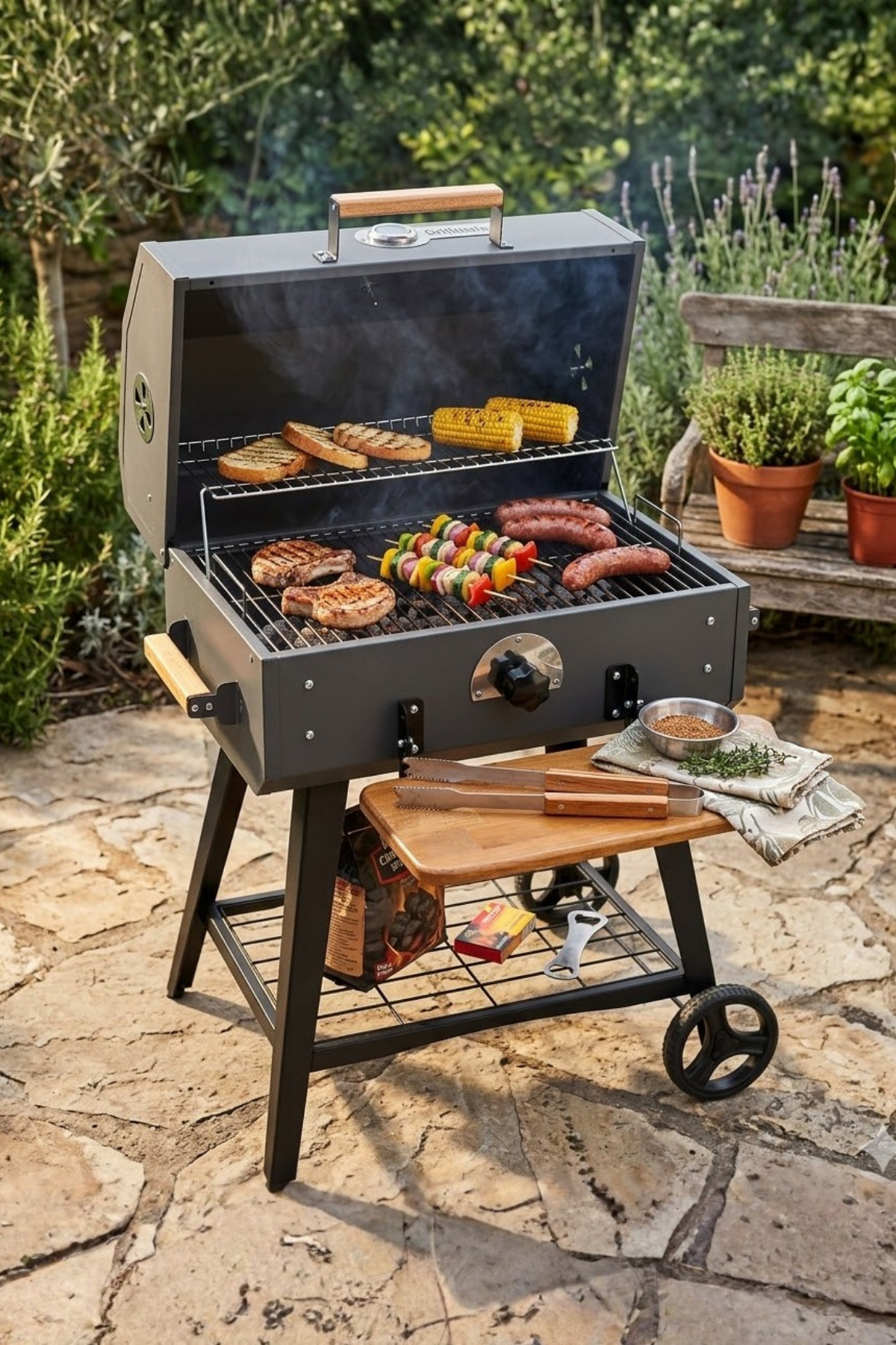 Grillmate GB60 Standlı Tekerlekli 60cm Kömürlü Barbekü Mangal