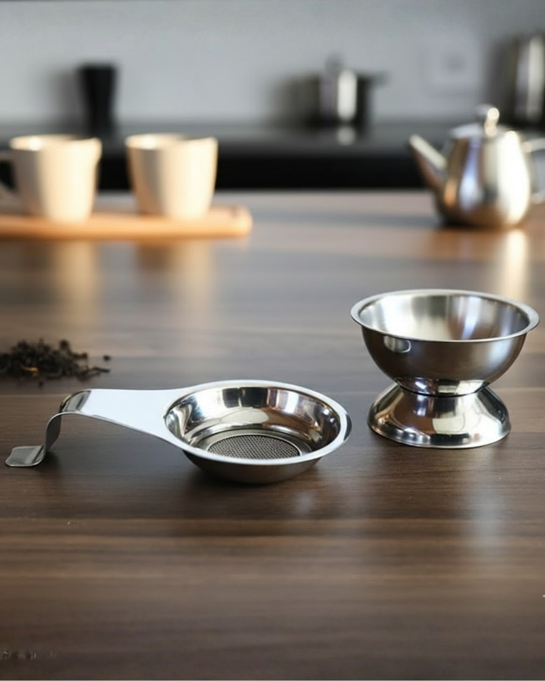 Mutsan Paslanmaz Çelik Altlıklı Çay Süzgeci 304 Kalite Paslanmaz Çelik