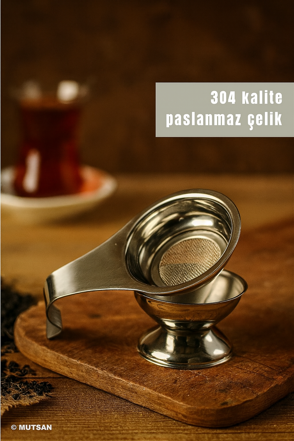 Reyo Home Paslanmaz Çelik Altlıklı Çay Süzgeci