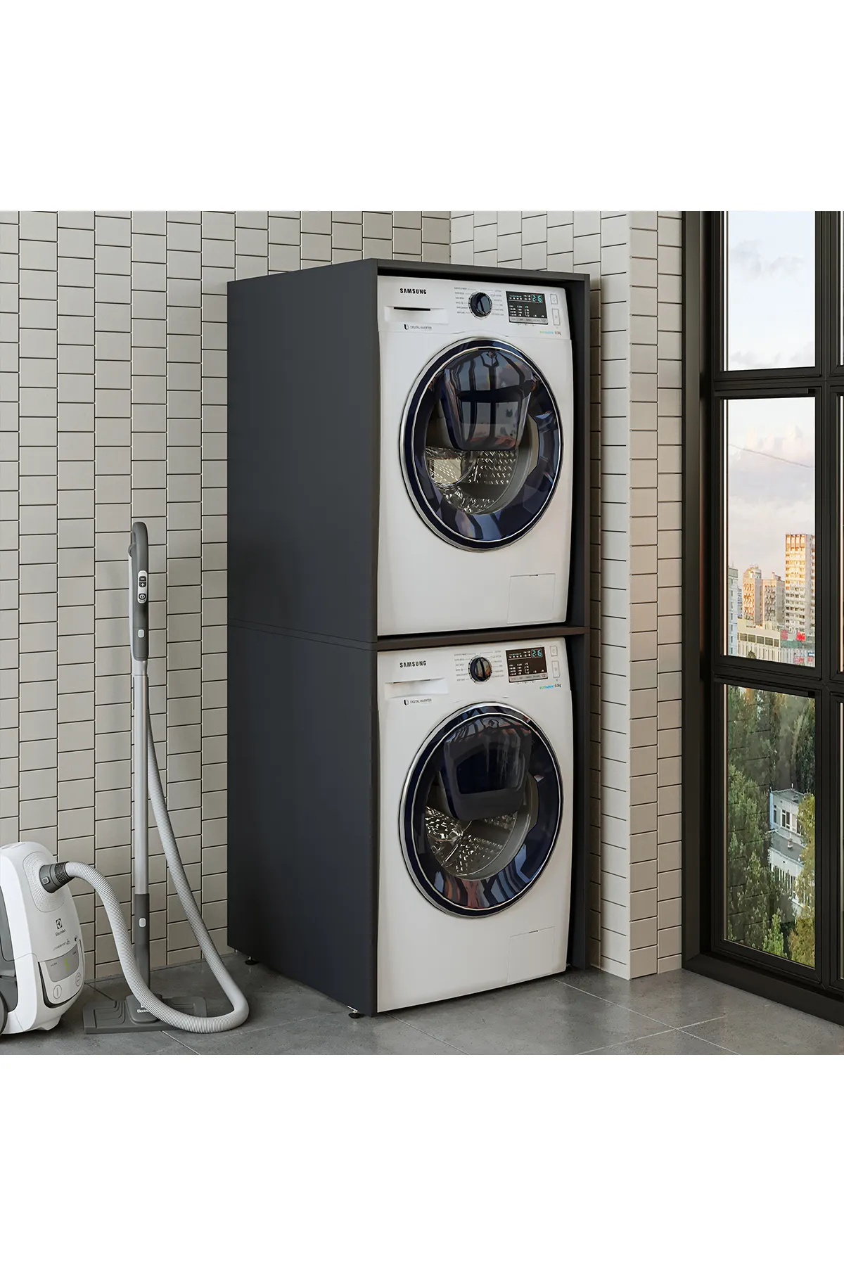RoomArt Banyo Dolabı Çamaşır Ve Kurutma Makinesi Dolabı Antrasit