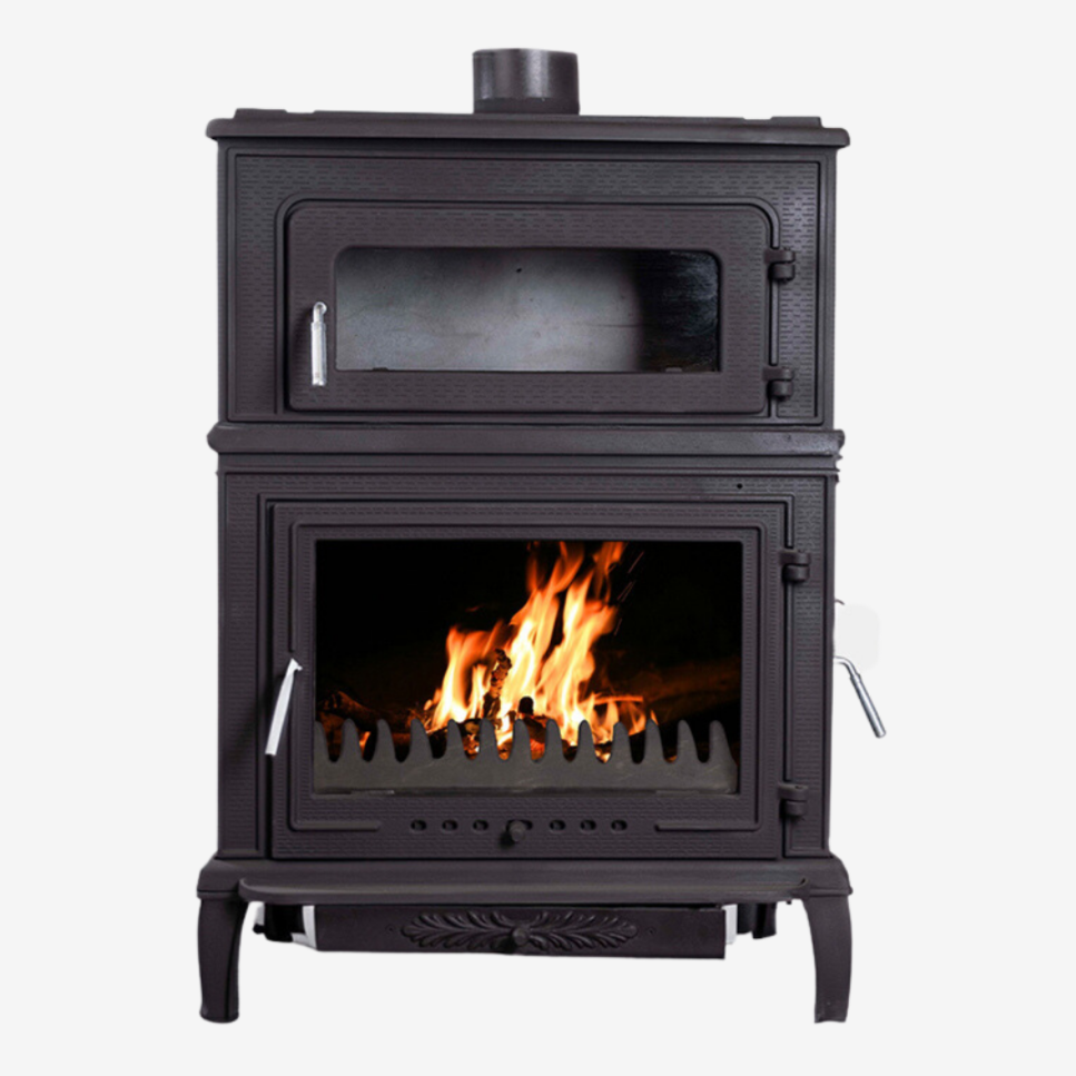 Volkan V-60H Üç Camlı Yan Kapak Fırınlı Döküm Şömine Soba