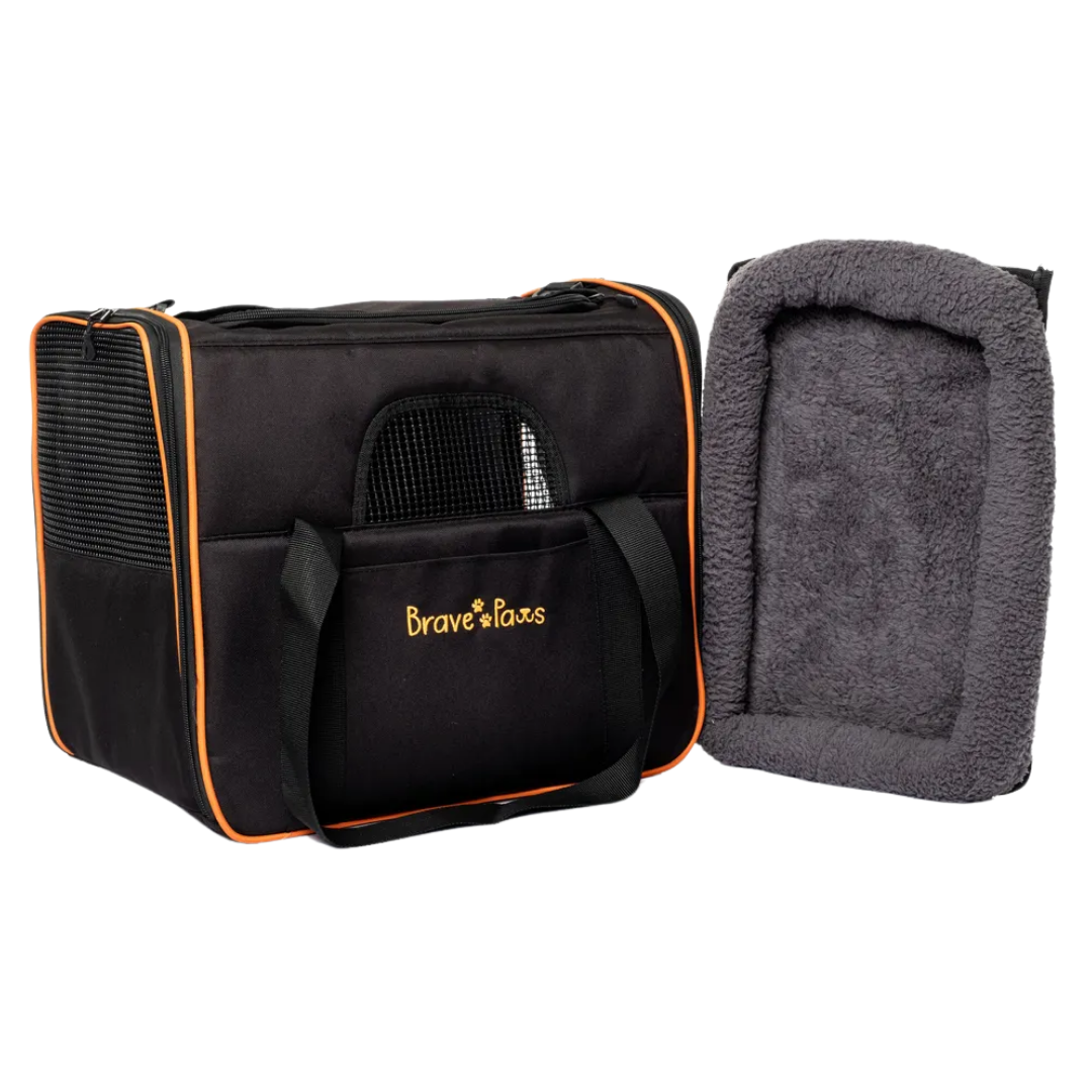 Brave Paws Kare Model Yırtılmaz Plastik Fileli Kedi ve Köpek Taşıma Çantası Siyah