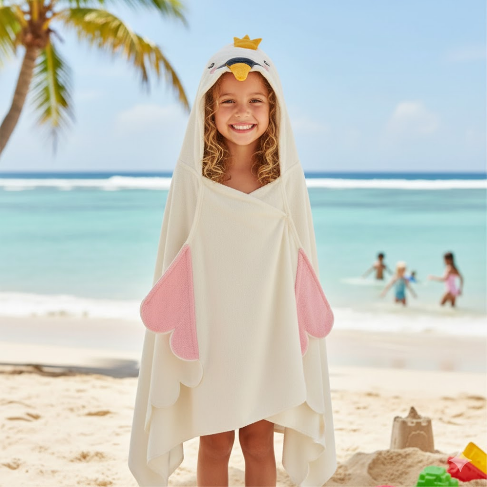 Reyo Kuğu Figürlü Havlu Panço