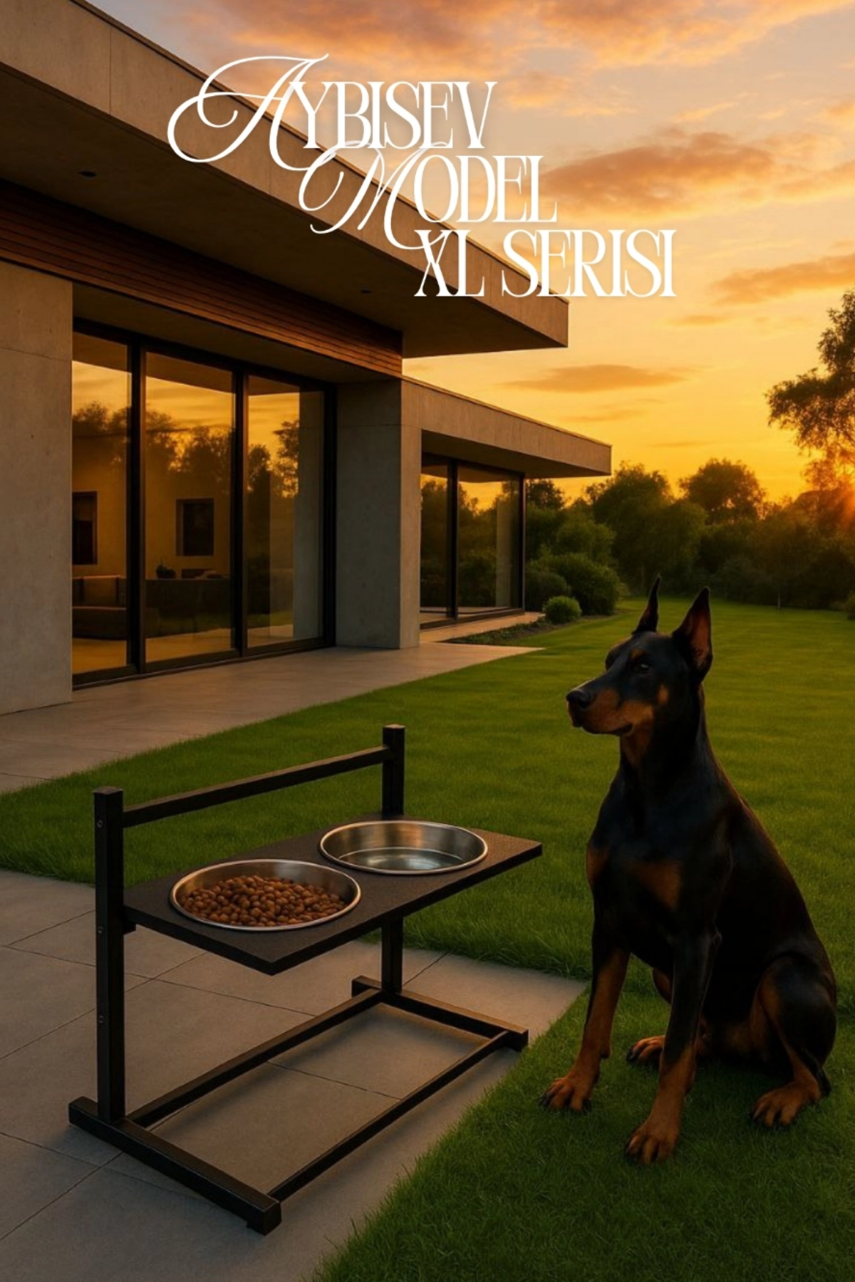 Reyo OK-AY Store Aybisev XL Ayarlanabilir Köpek Mama Su Kabı Standı Büyük Irklar İçin Metal Stand Siyah