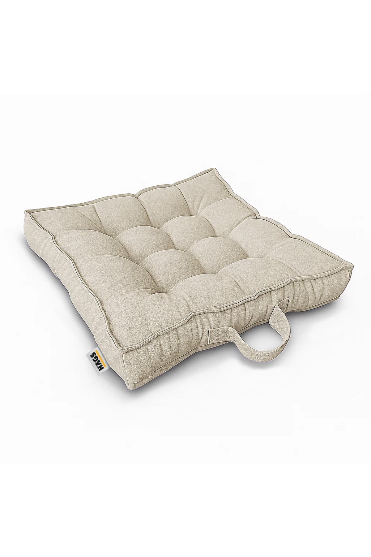 Haegs Sandalye Minderi, Çift Kenarlı, Taşıma Kulplu, Punterez Puntolu Elyaf Dolgulu Mutfak Yemek Sandalyeleri için Kare Oturma Minderi, Ofis Masası için Yumuşak Konforlu Minder 42x42x6 cm - Bej