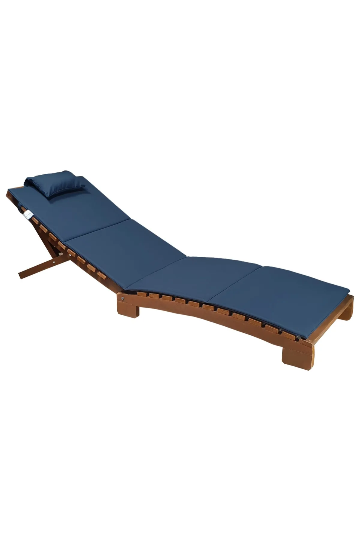 Bysay Ahşap Katlanabilir Yatar Şezlong 3 Kademe Plaj Yatağı Minder Dahil Ceviz-Antrasit