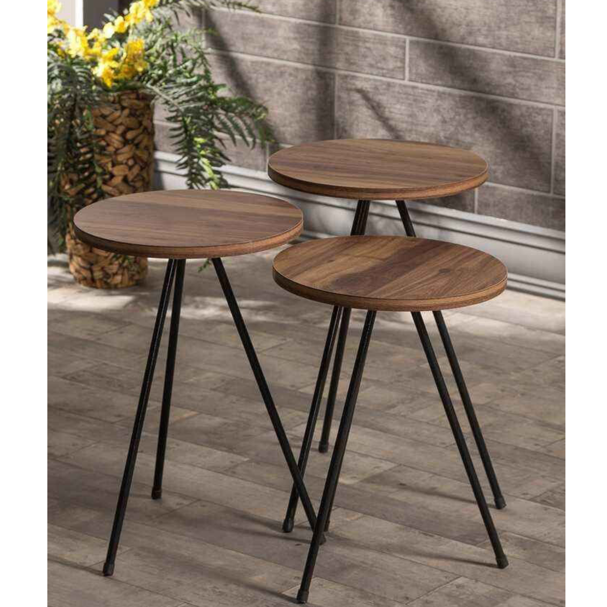 Reyo Metal Zigon Sehpa Ceviz