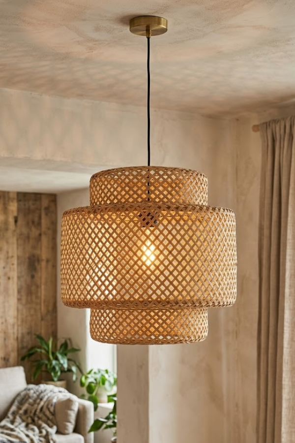 Mylamp Sitrus Doğal Bambu Avize 30x30 cm
