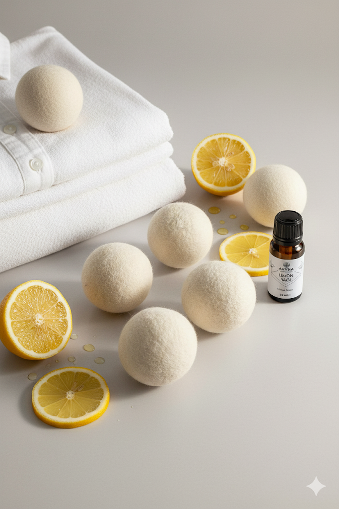 Reyo 6 Adet Çamaşır Yün Kurutma Topu + %100 Saf Limon Esansı 
